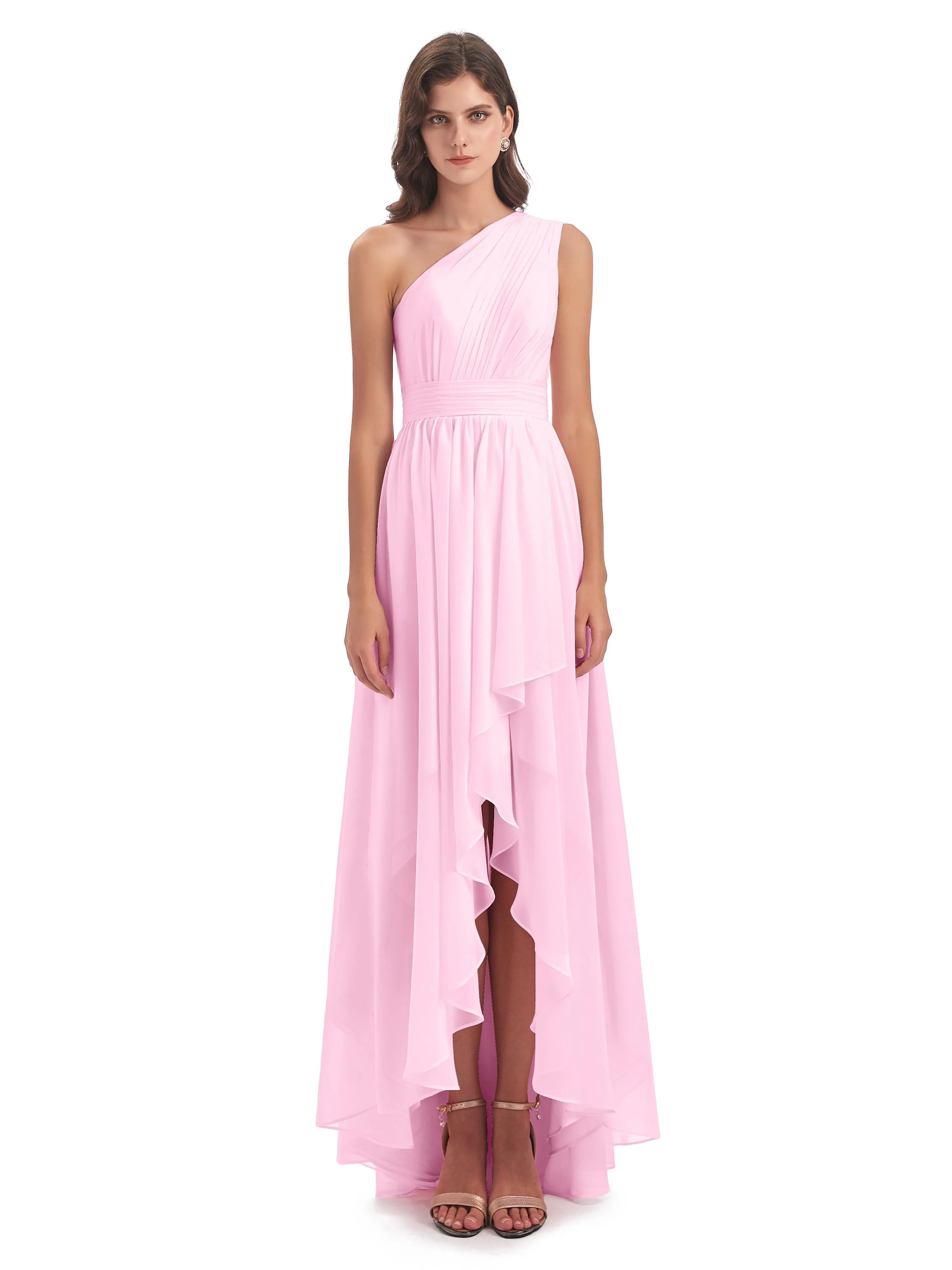 Rose Pretty Asymmetrical Chiffon Bridesmaid Dresses