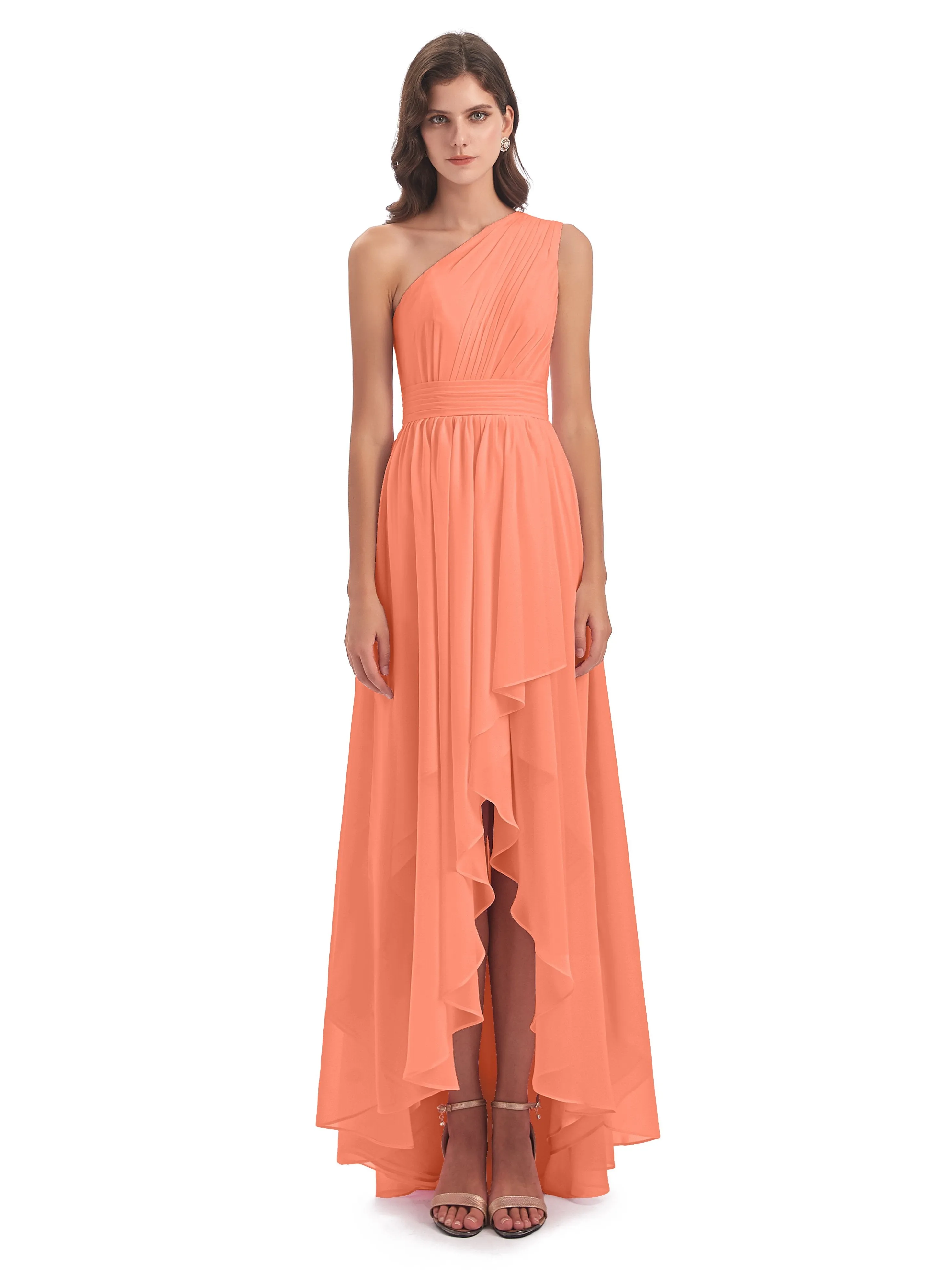 Rose Pretty Asymmetrical Chiffon Bridesmaid Dresses