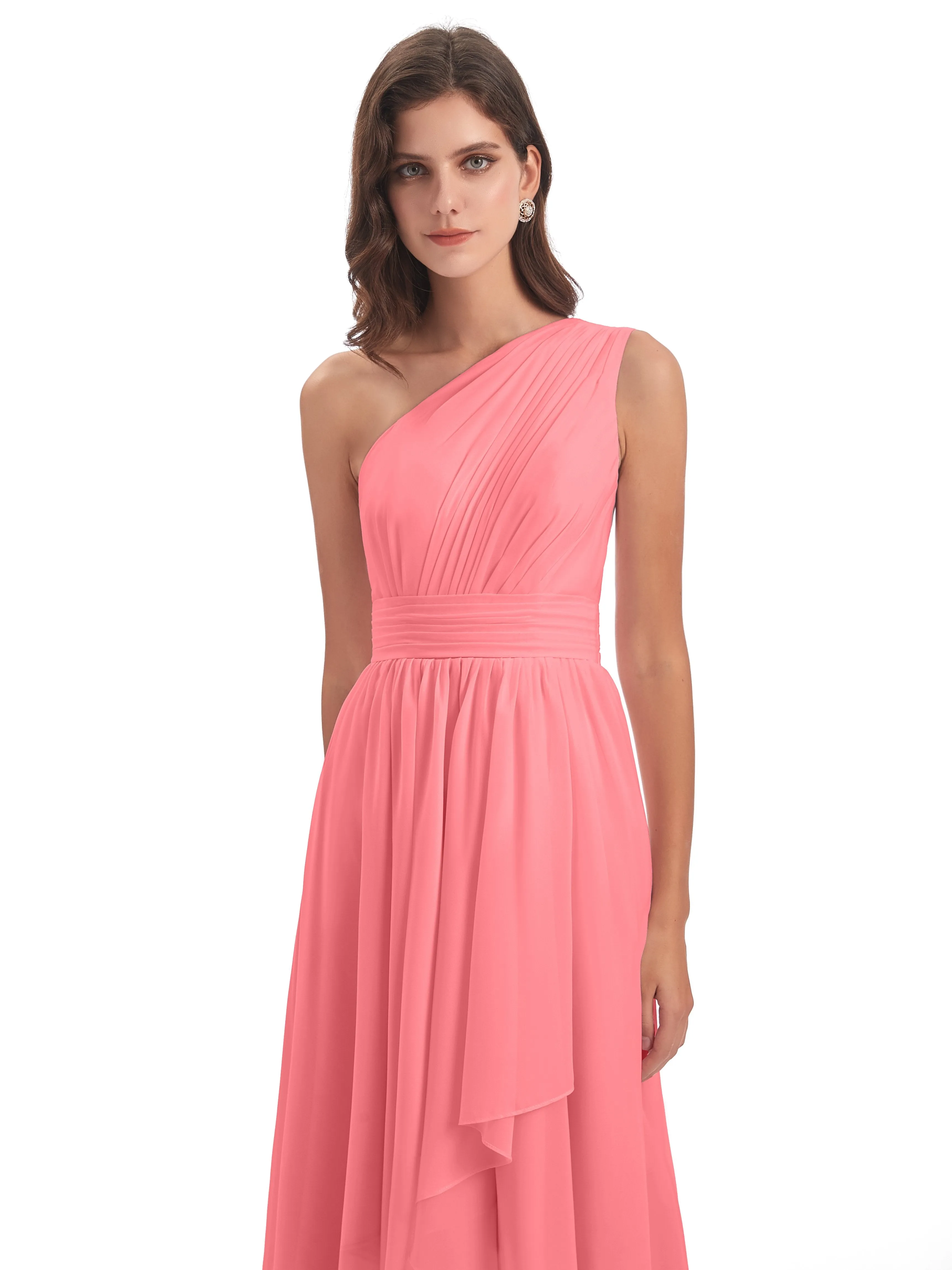 Rose Pretty Asymmetrical Chiffon Bridesmaid Dresses