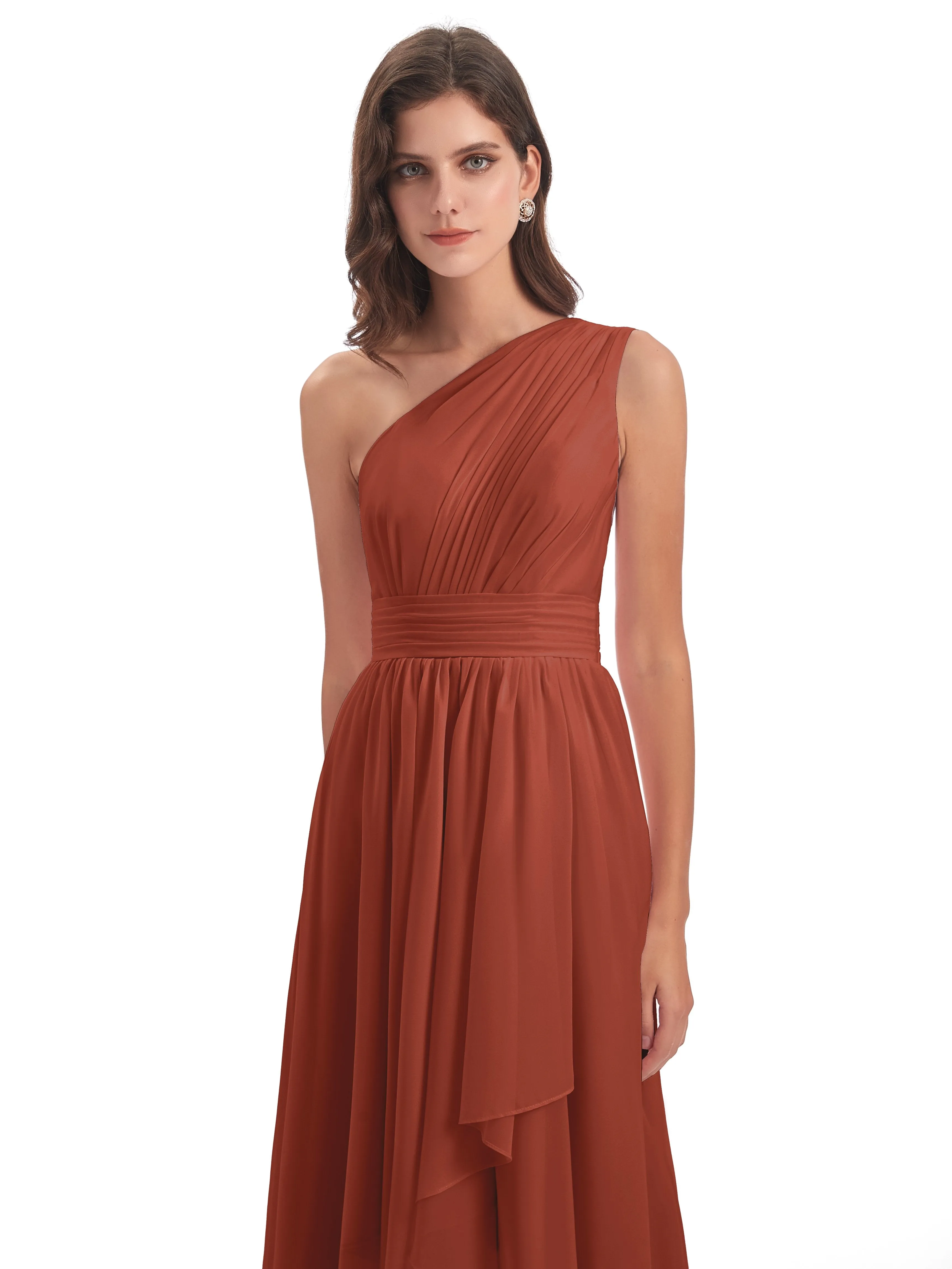 Rose Pretty Asymmetrical Chiffon Bridesmaid Dresses