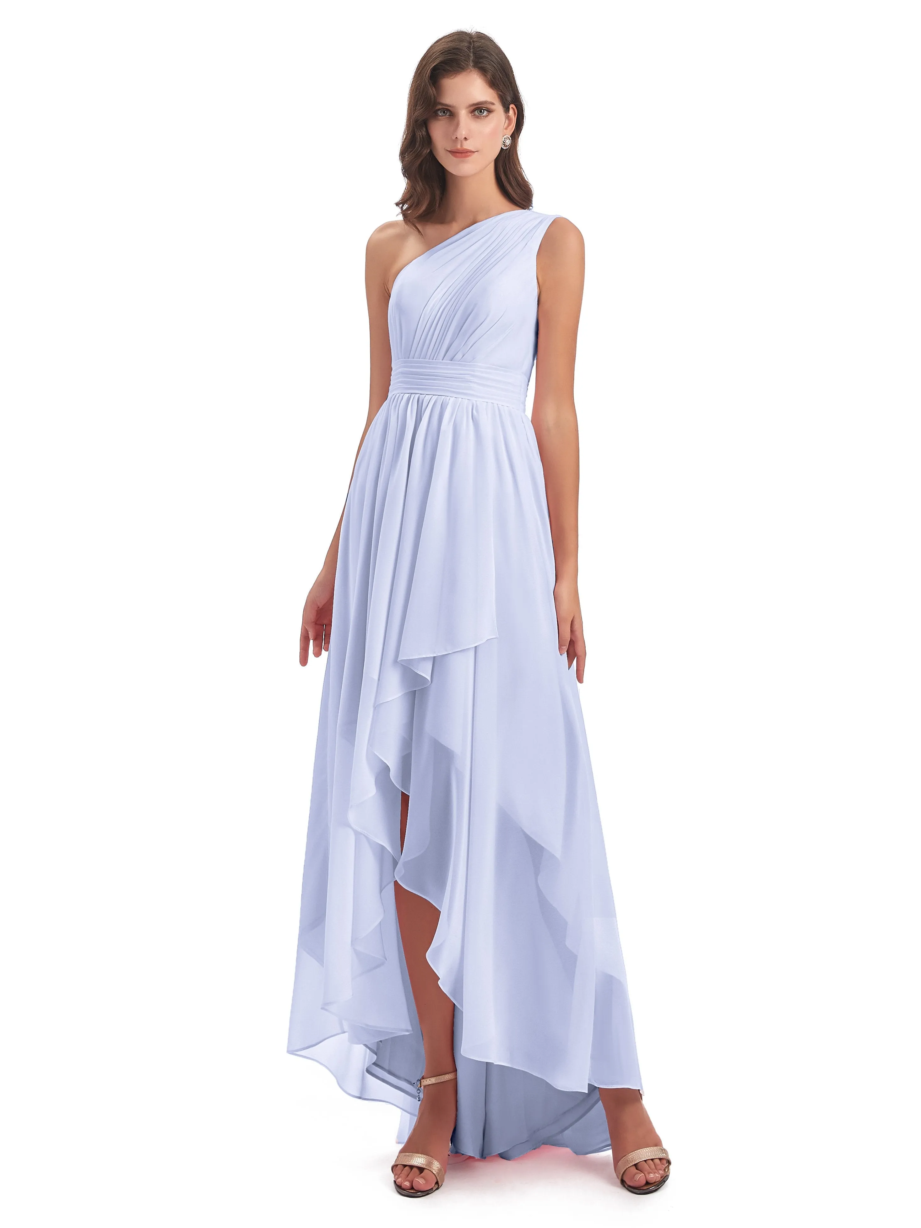 Rose Pretty Asymmetrical Chiffon Bridesmaid Dresses