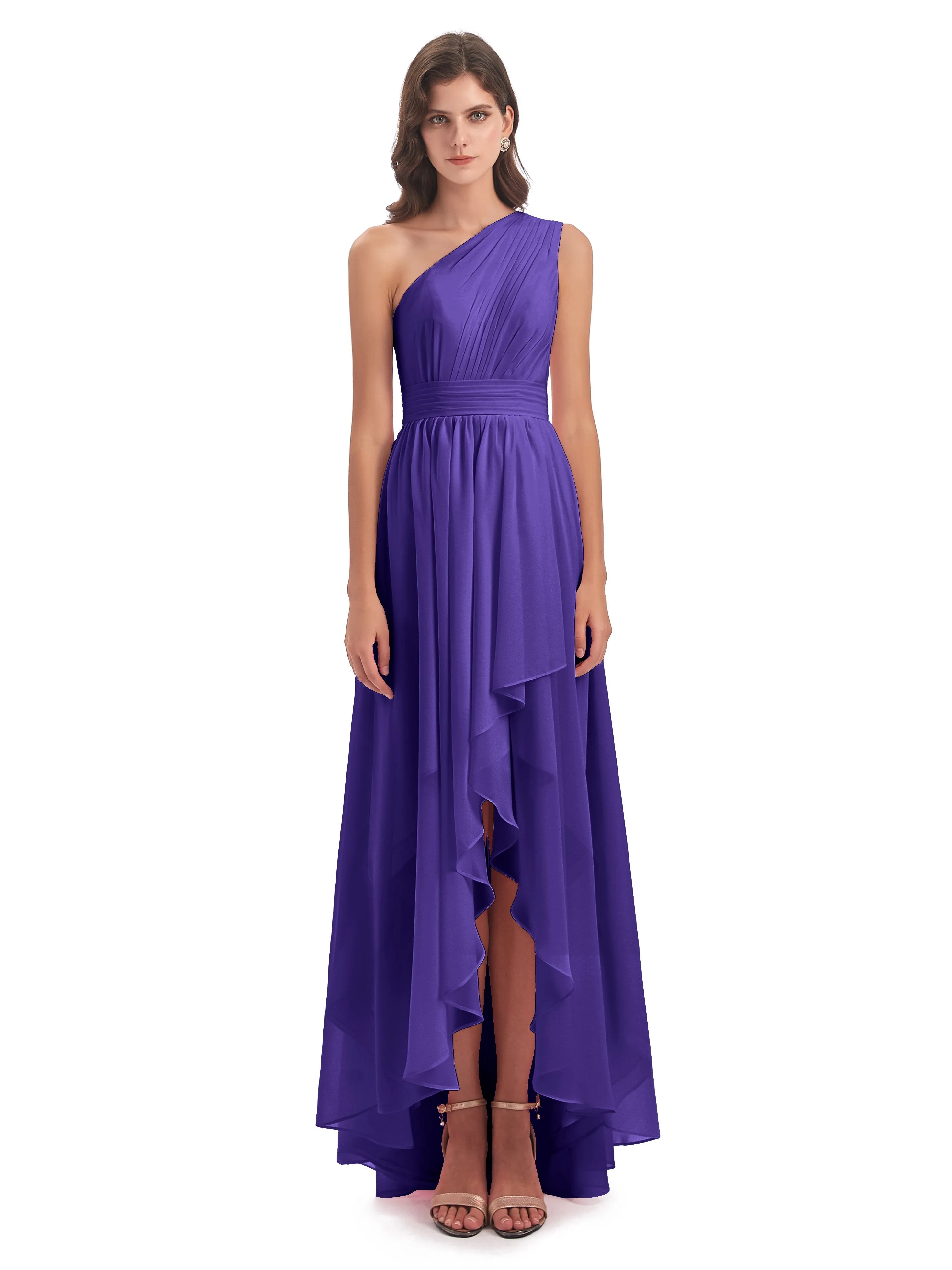 Rose Pretty Asymmetrical Chiffon Bridesmaid Dresses