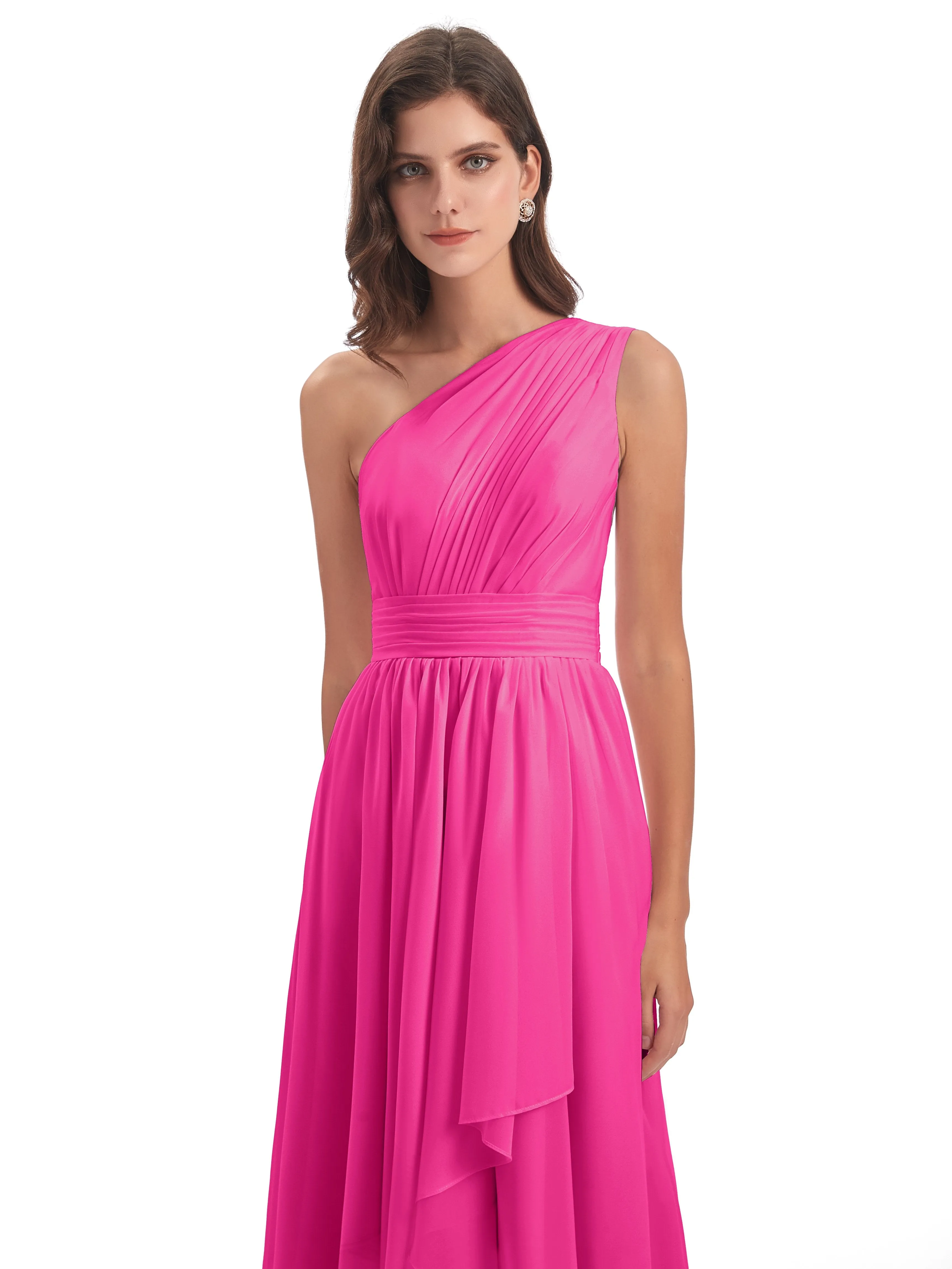 Rose Pretty Asymmetrical Chiffon Bridesmaid Dresses