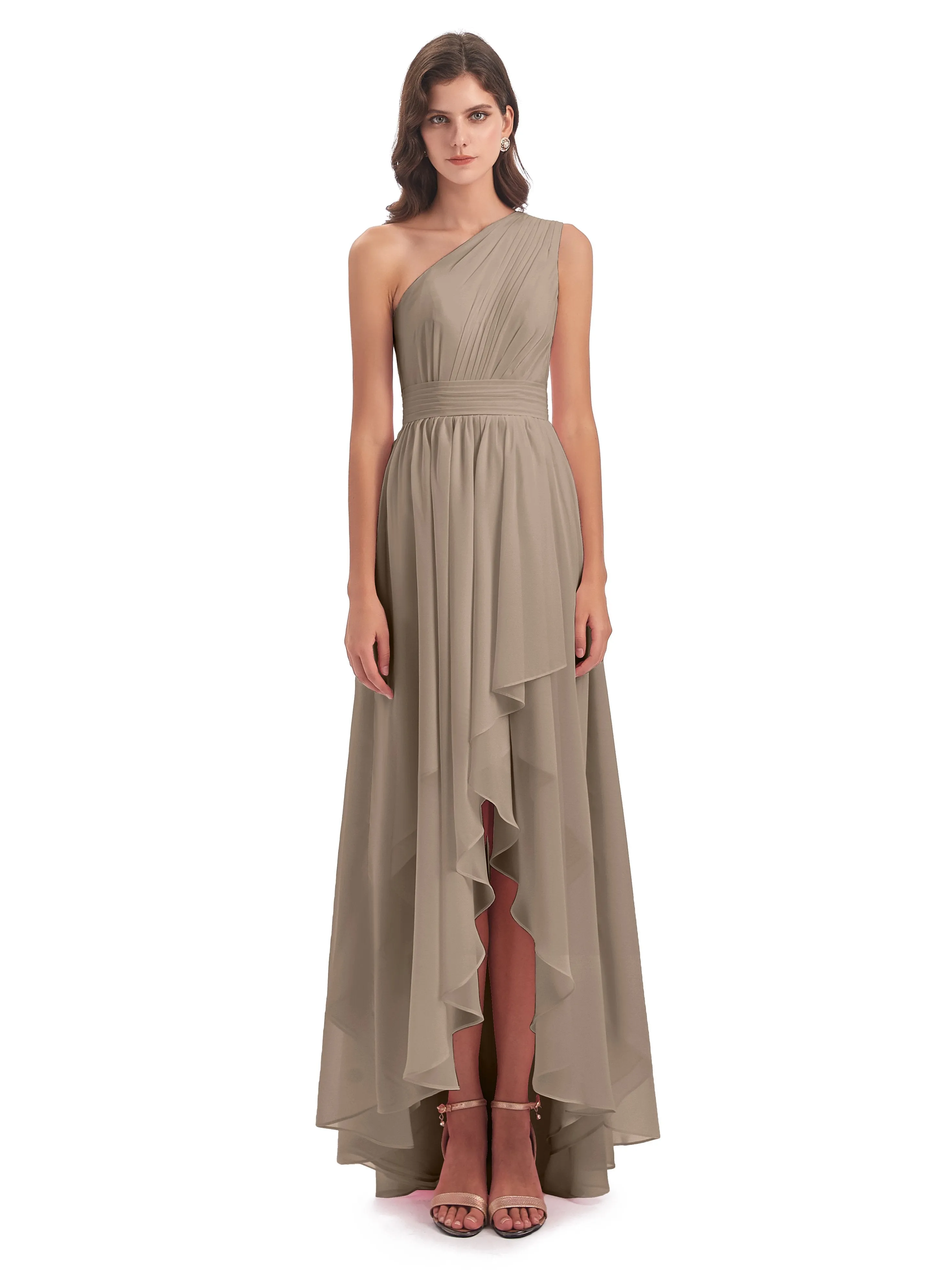 Rose Pretty Asymmetrical Chiffon Bridesmaid Dresses