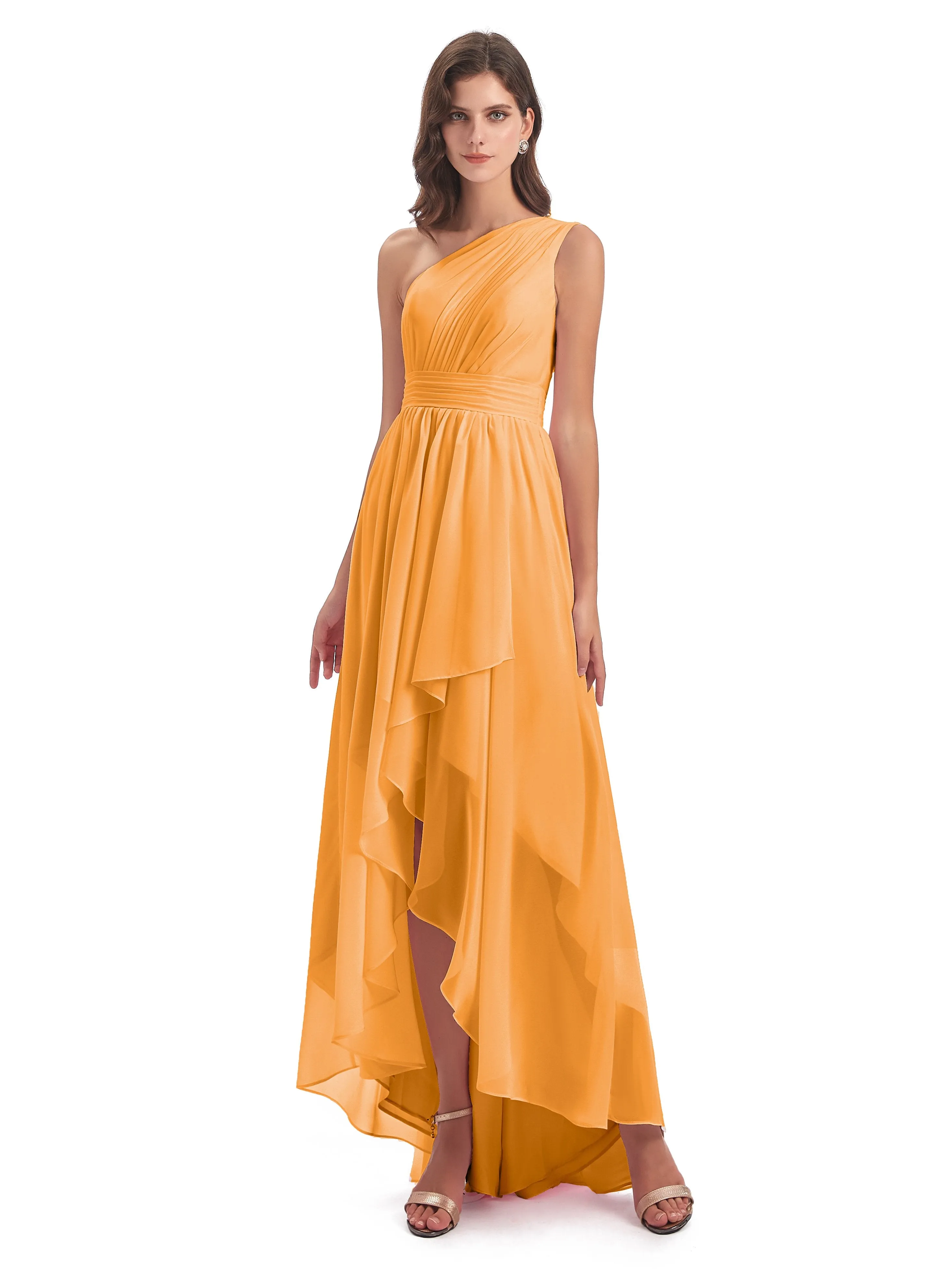 Rose Pretty Asymmetrical Chiffon Bridesmaid Dresses