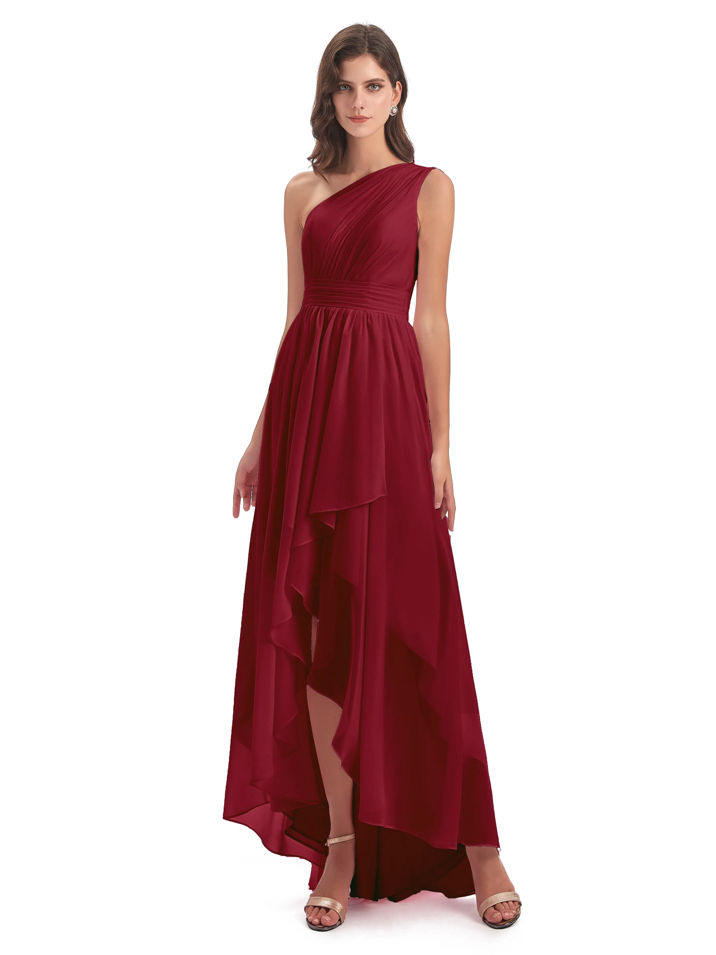 Rose Pretty Asymmetrical Chiffon Bridesmaid Dresses