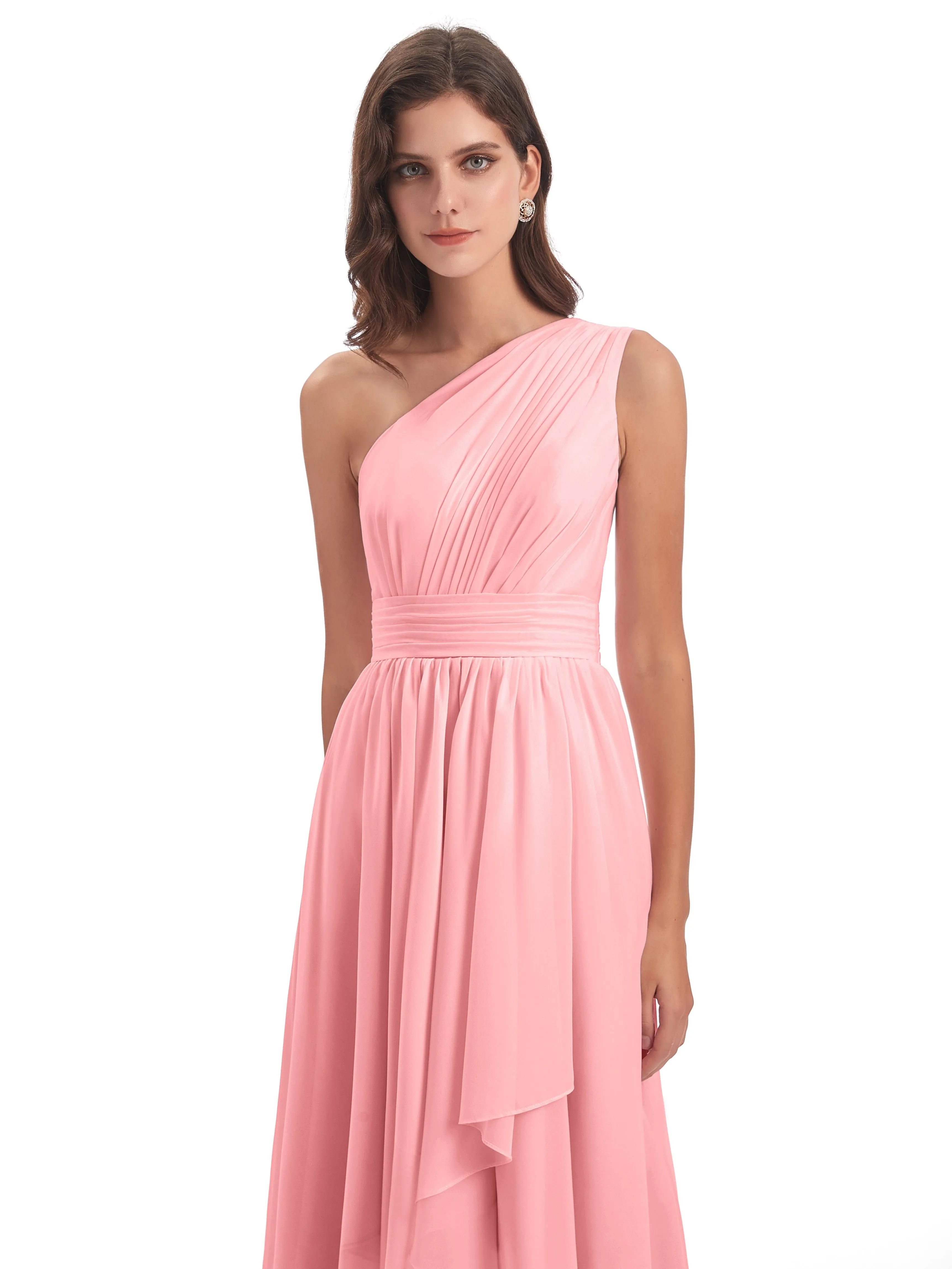 Rose Pretty Asymmetrical Chiffon Bridesmaid Dresses