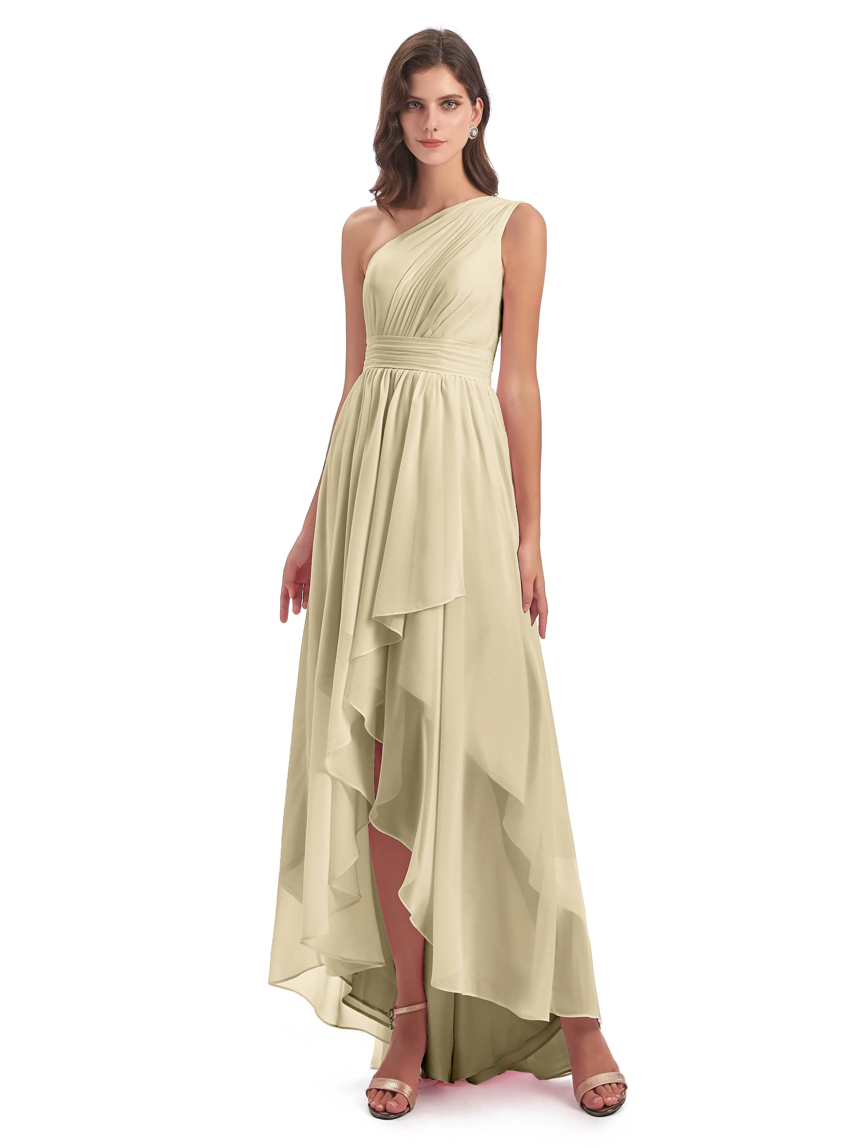 Rose Pretty Asymmetrical Chiffon Bridesmaid Dresses