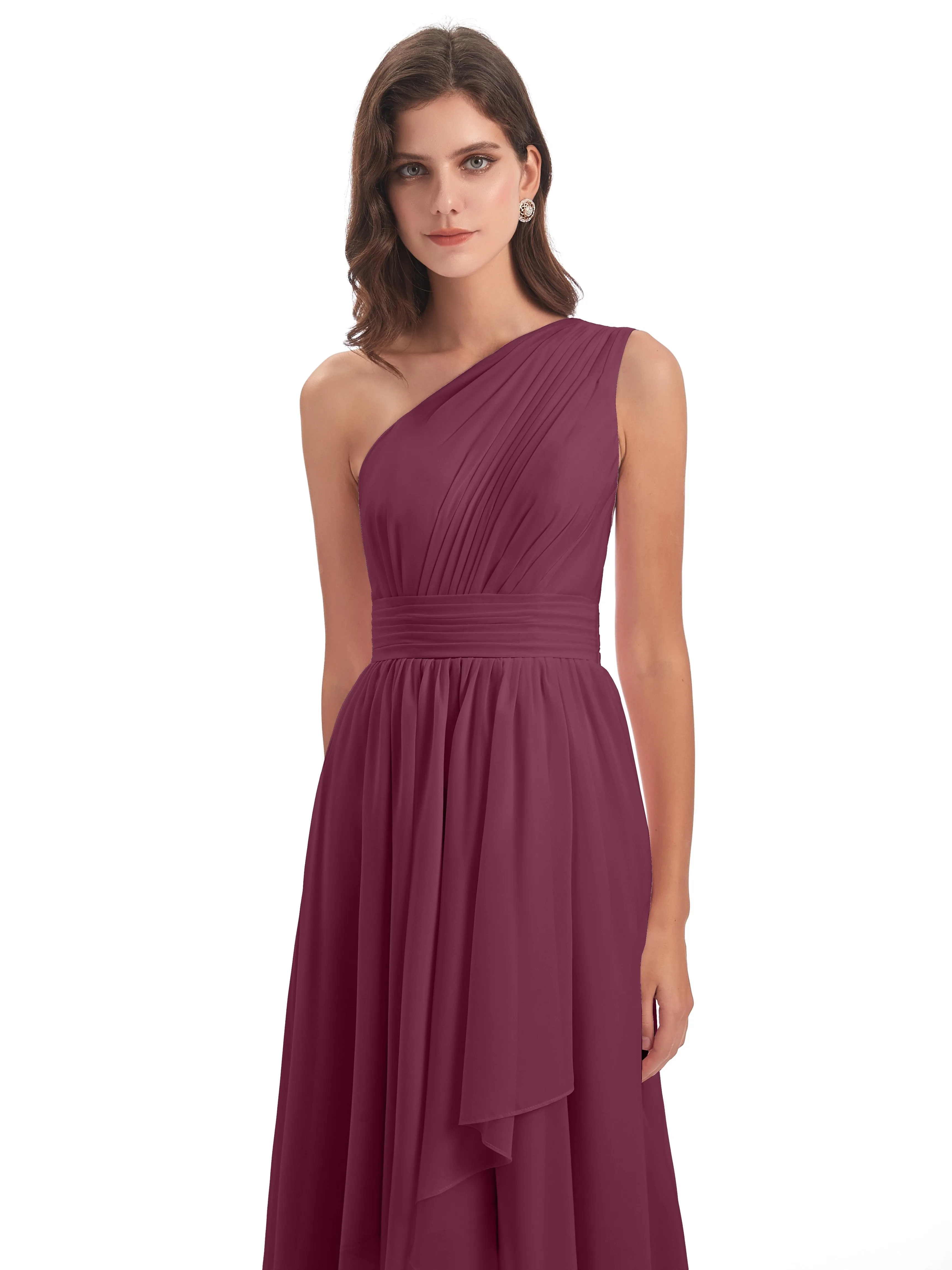 Rose Pretty Asymmetrical Chiffon Bridesmaid Dresses