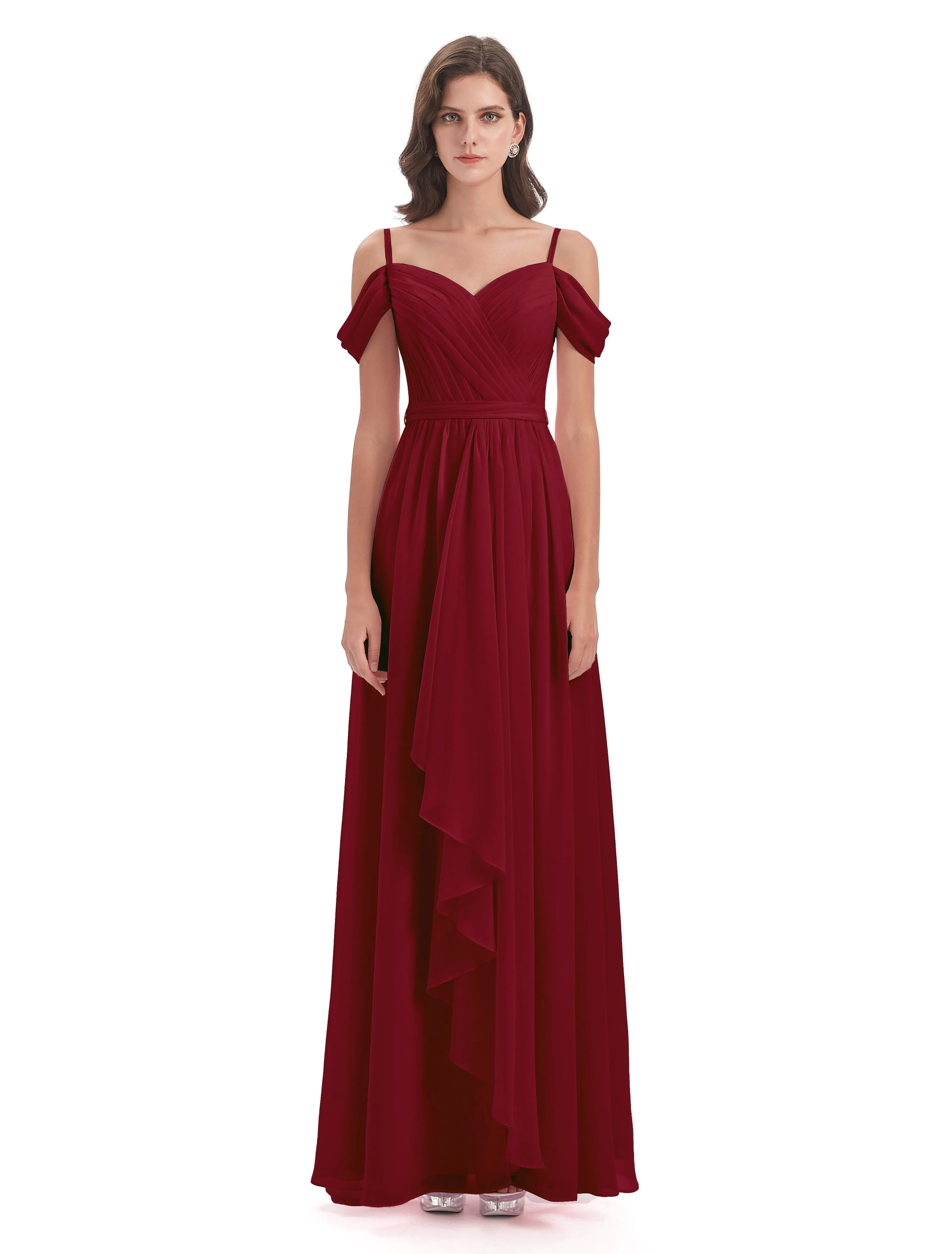 Rosie Affordable A-line Split Long Chiffon Bridesmaid Dresses