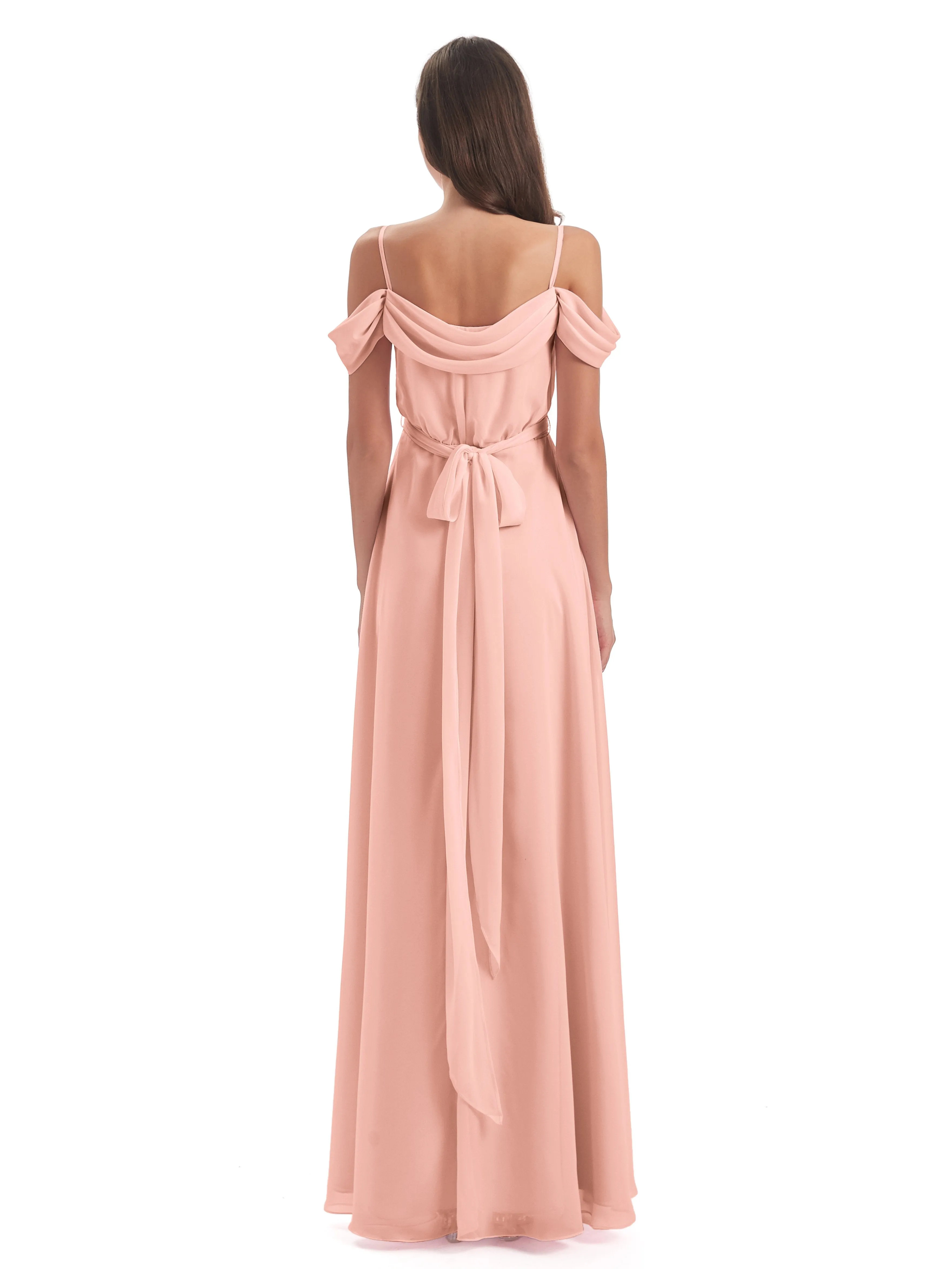 Rosie Affordable A-line Split Long Chiffon Bridesmaid Dresses