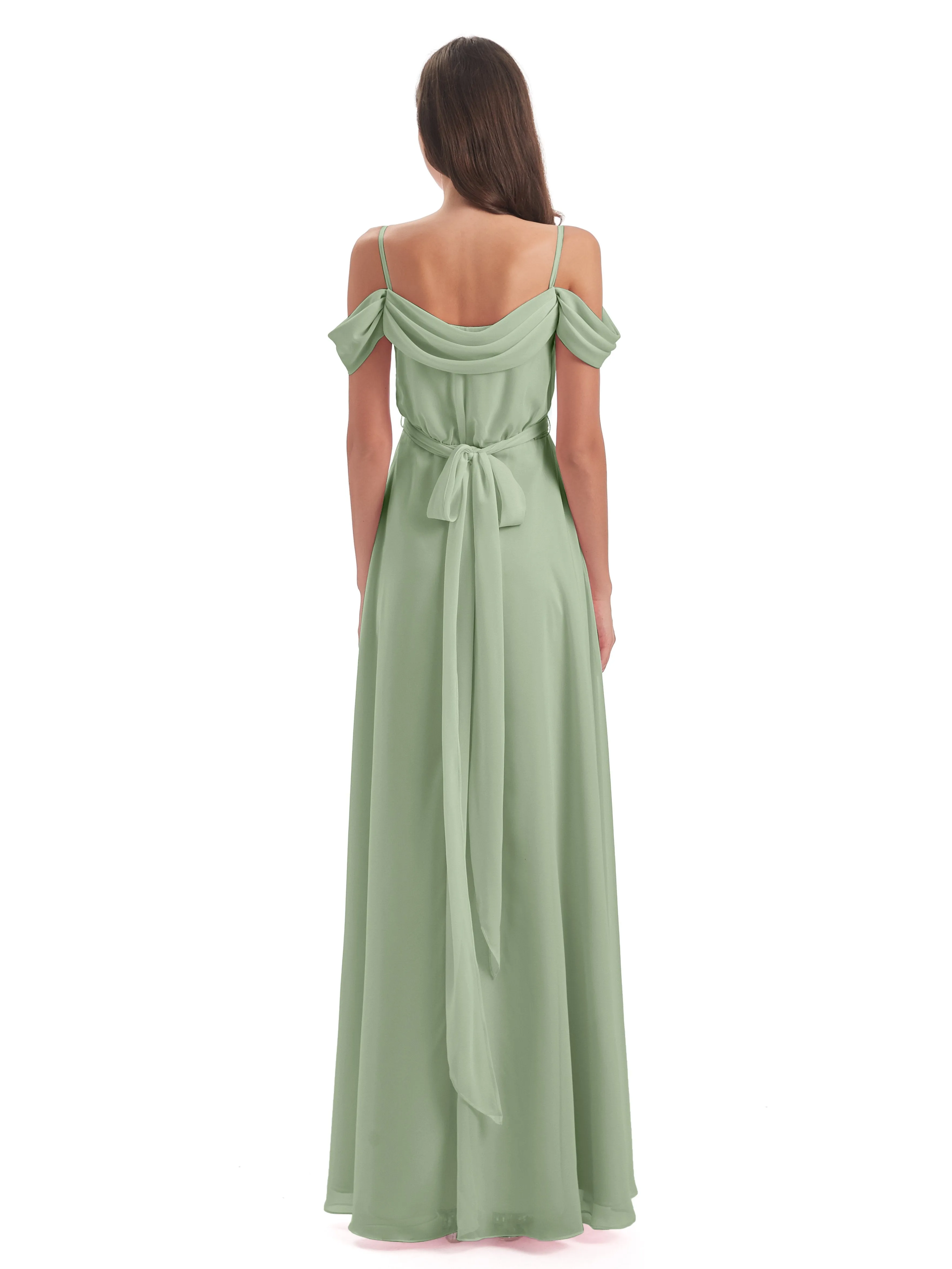 Rosie Affordable A-line Split Long Chiffon Bridesmaid Dresses