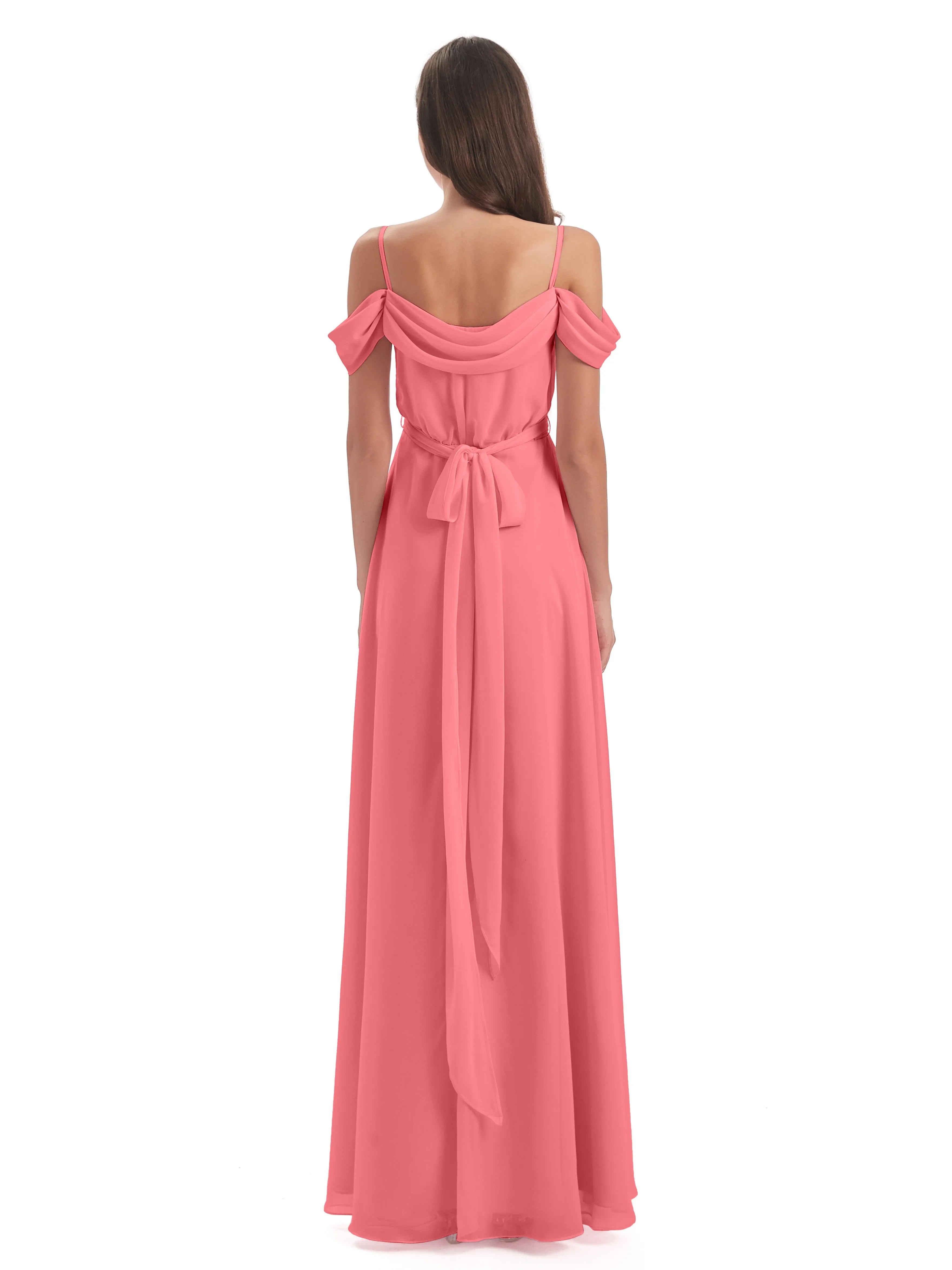 Rosie Affordable A-line Split Long Chiffon Bridesmaid Dresses