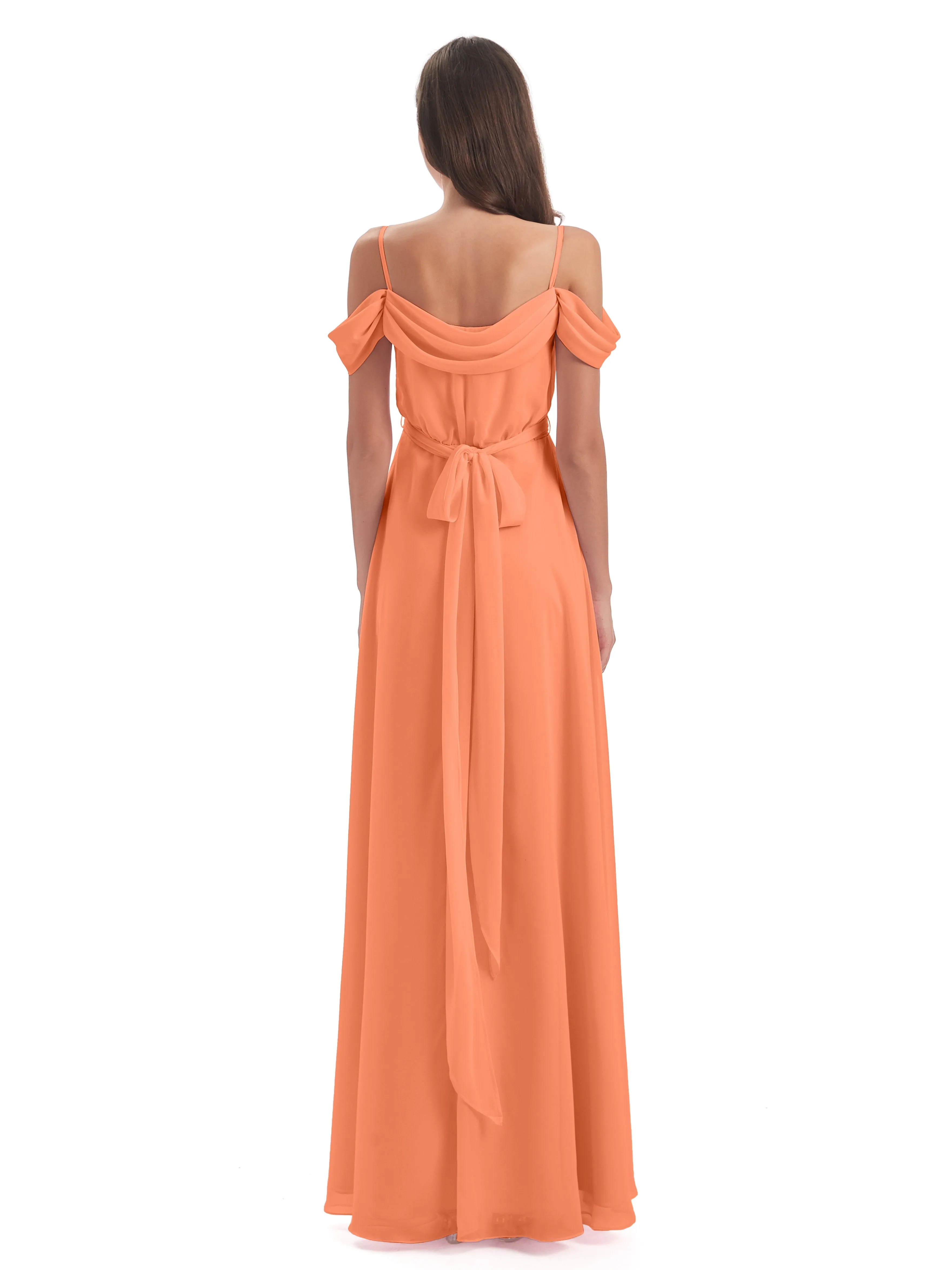 Rosie Affordable A-line Split Long Chiffon Bridesmaid Dresses