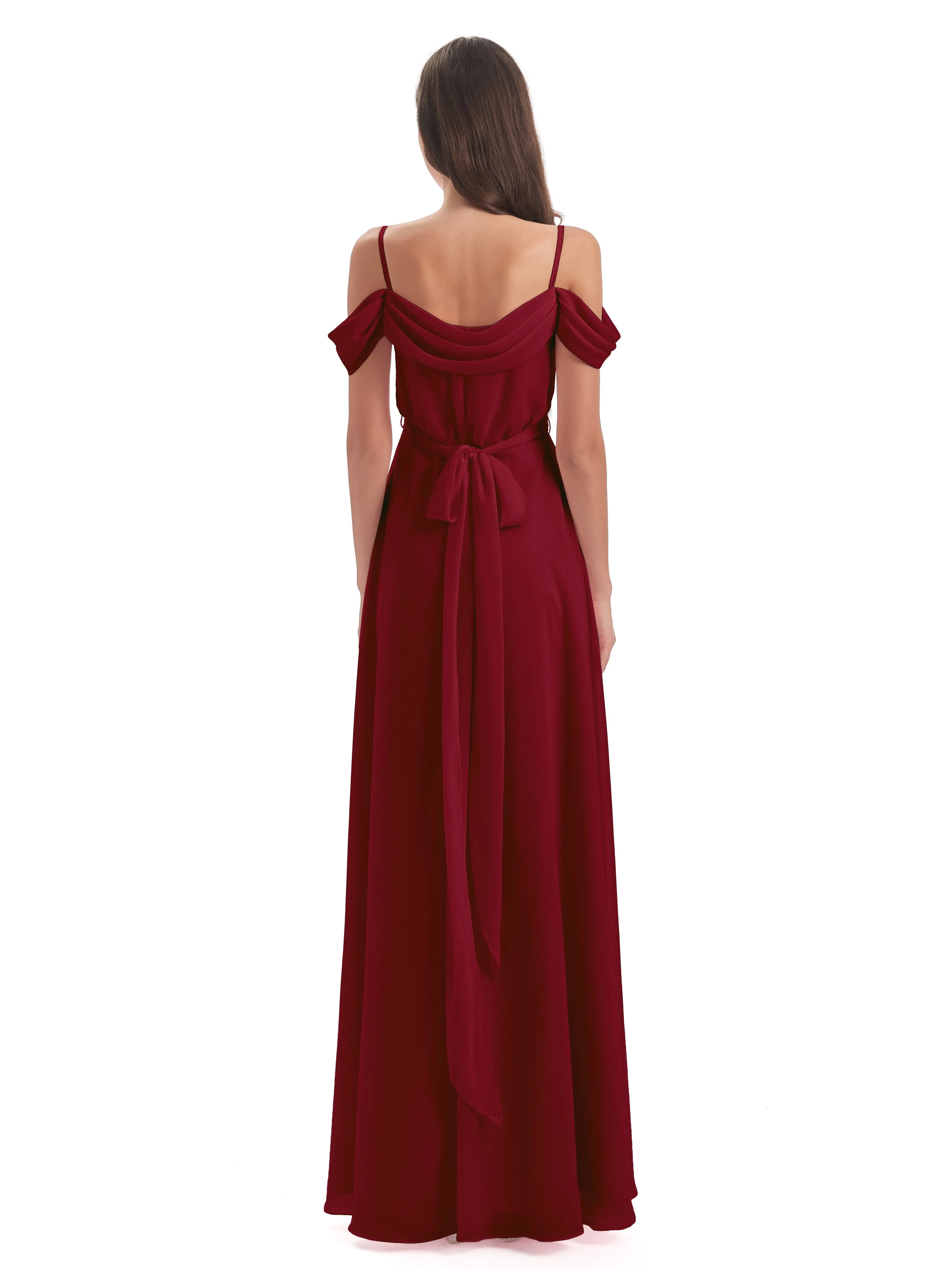 Rosie Affordable A-line Split Long Chiffon Bridesmaid Dresses