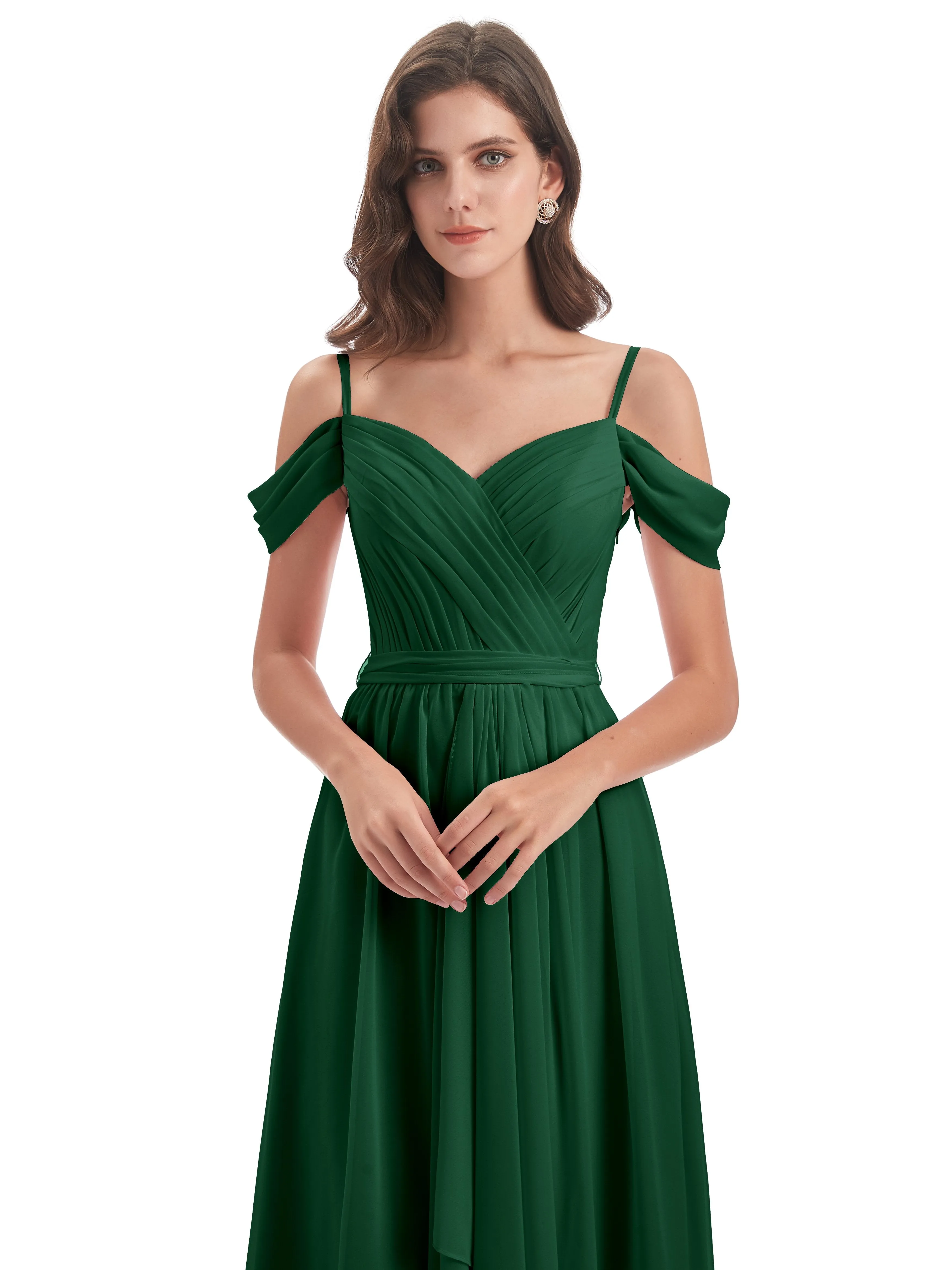 Rosie Affordable A-line Split Long Chiffon Bridesmaid Dresses