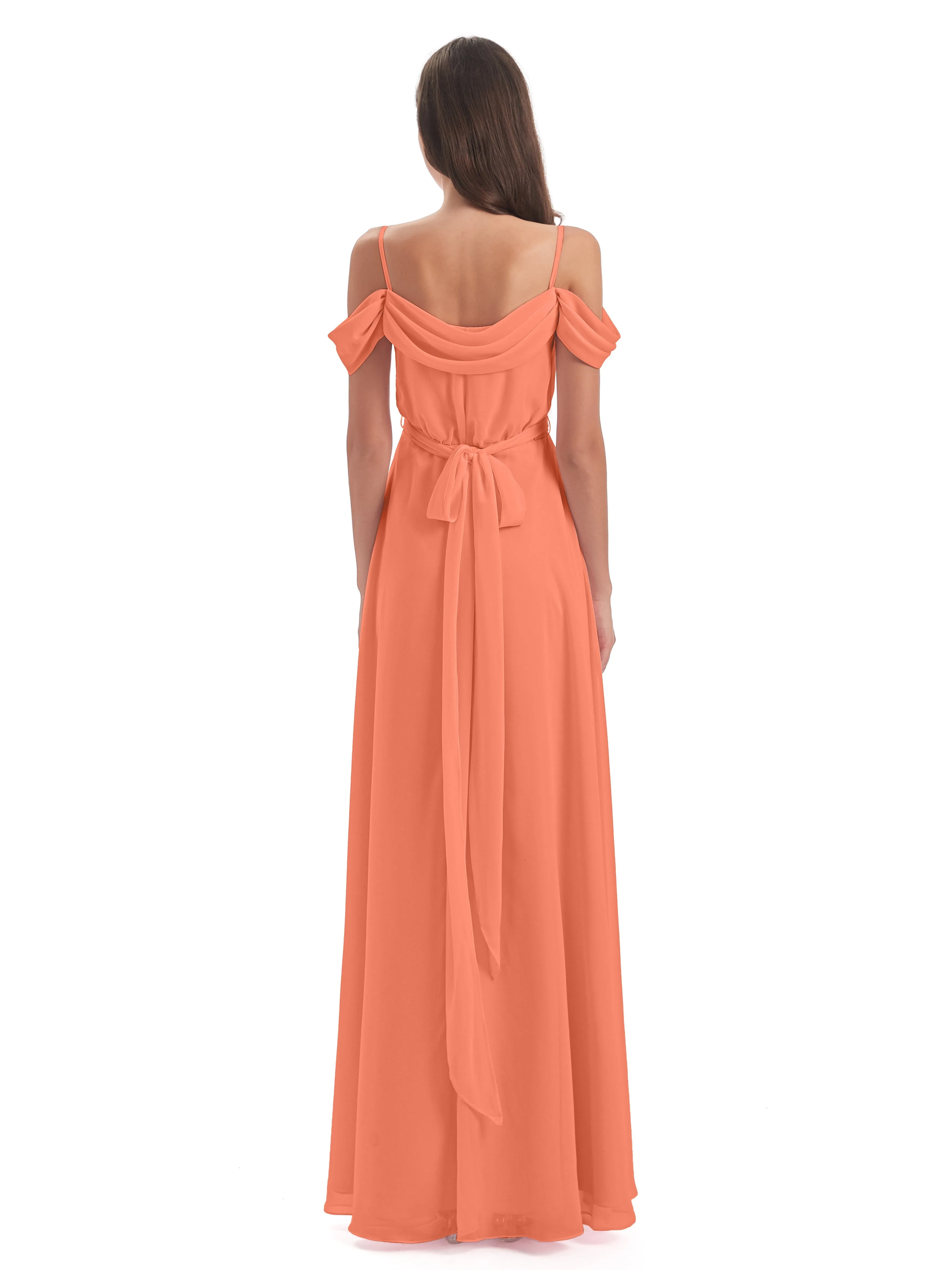 Rosie Affordable A-line Split Long Chiffon Bridesmaid Dresses