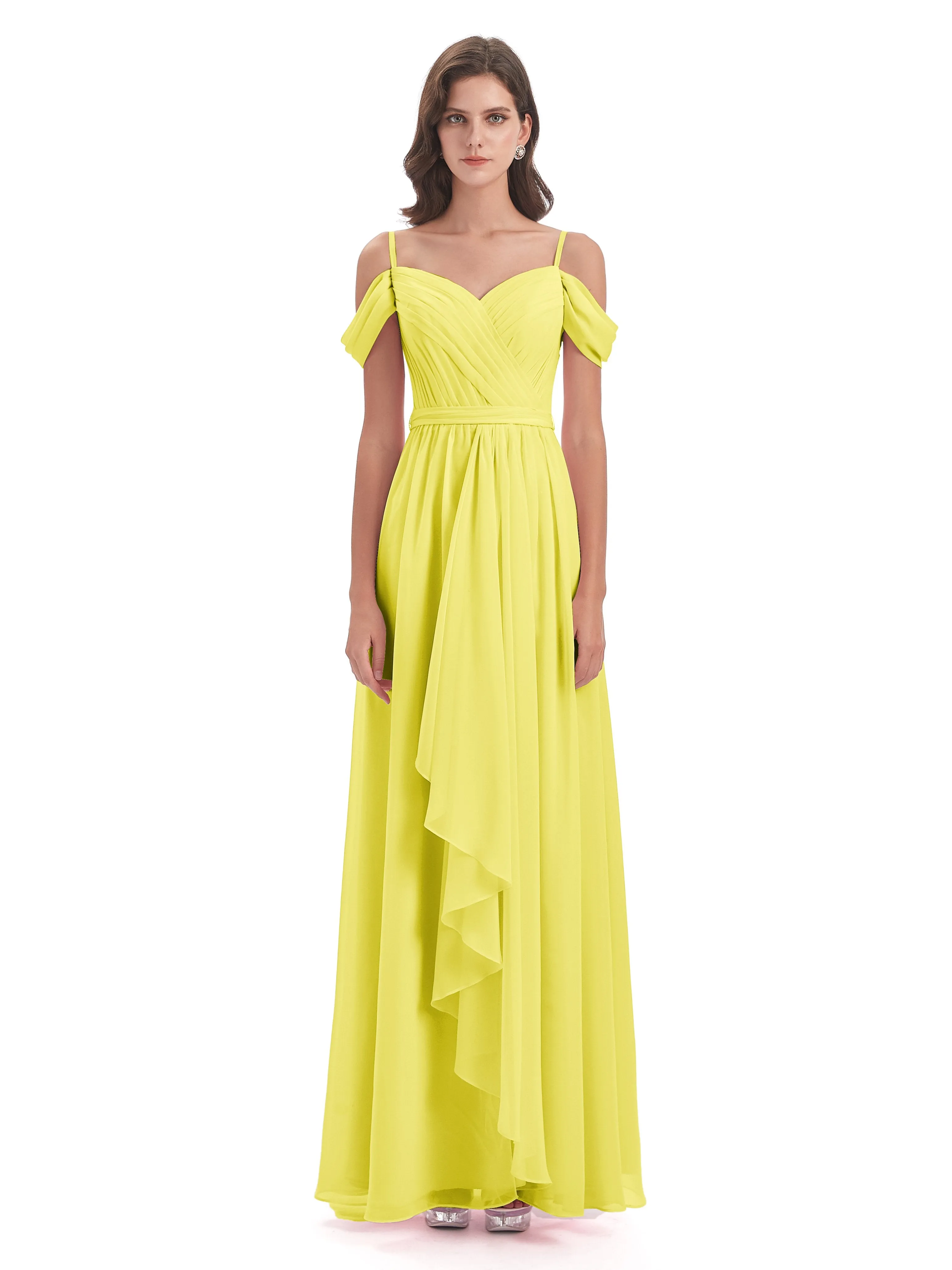 Rosie Affordable A-line Split Long Chiffon Bridesmaid Dresses