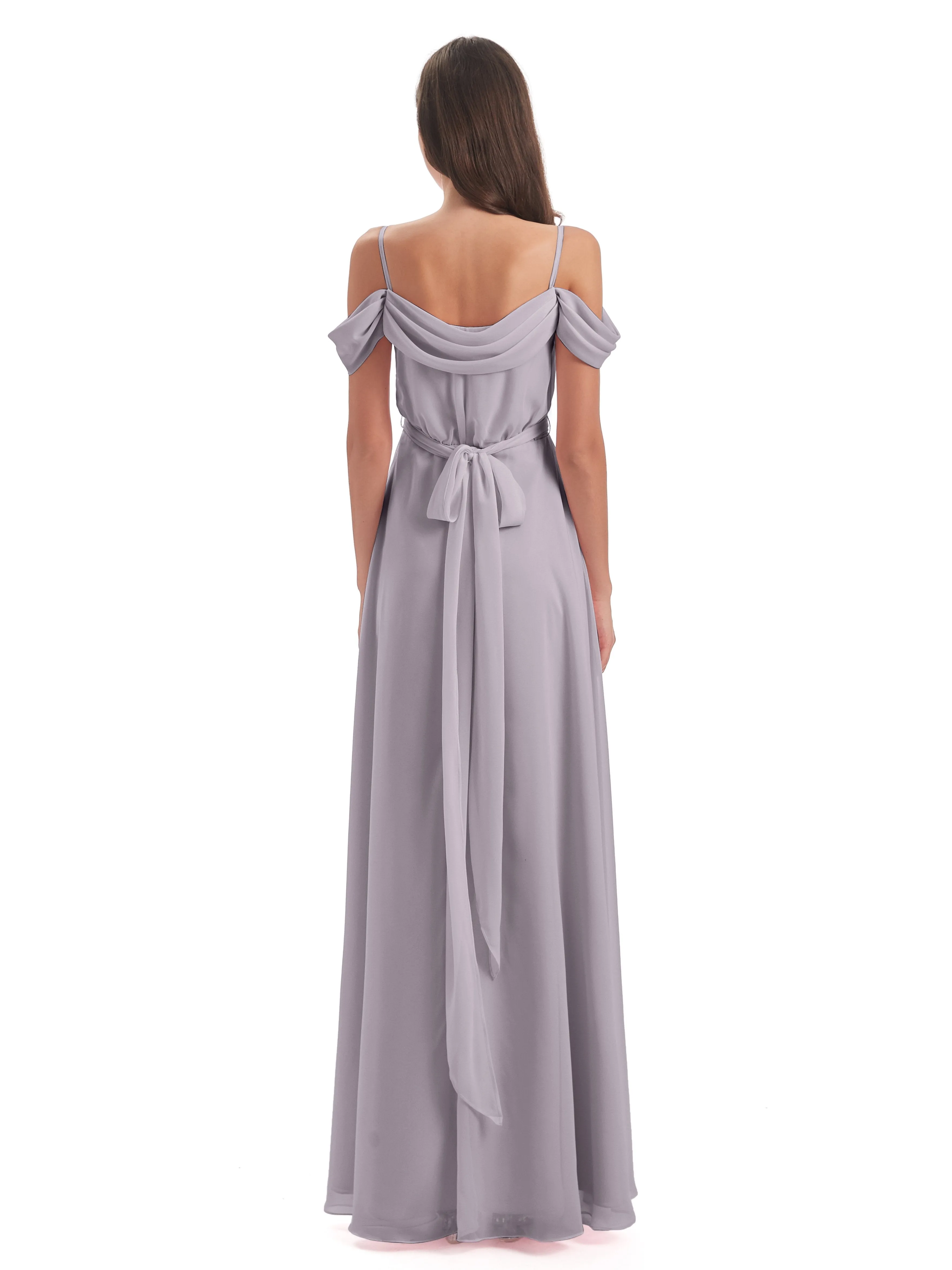 Rosie Affordable A-line Split Long Chiffon Bridesmaid Dresses