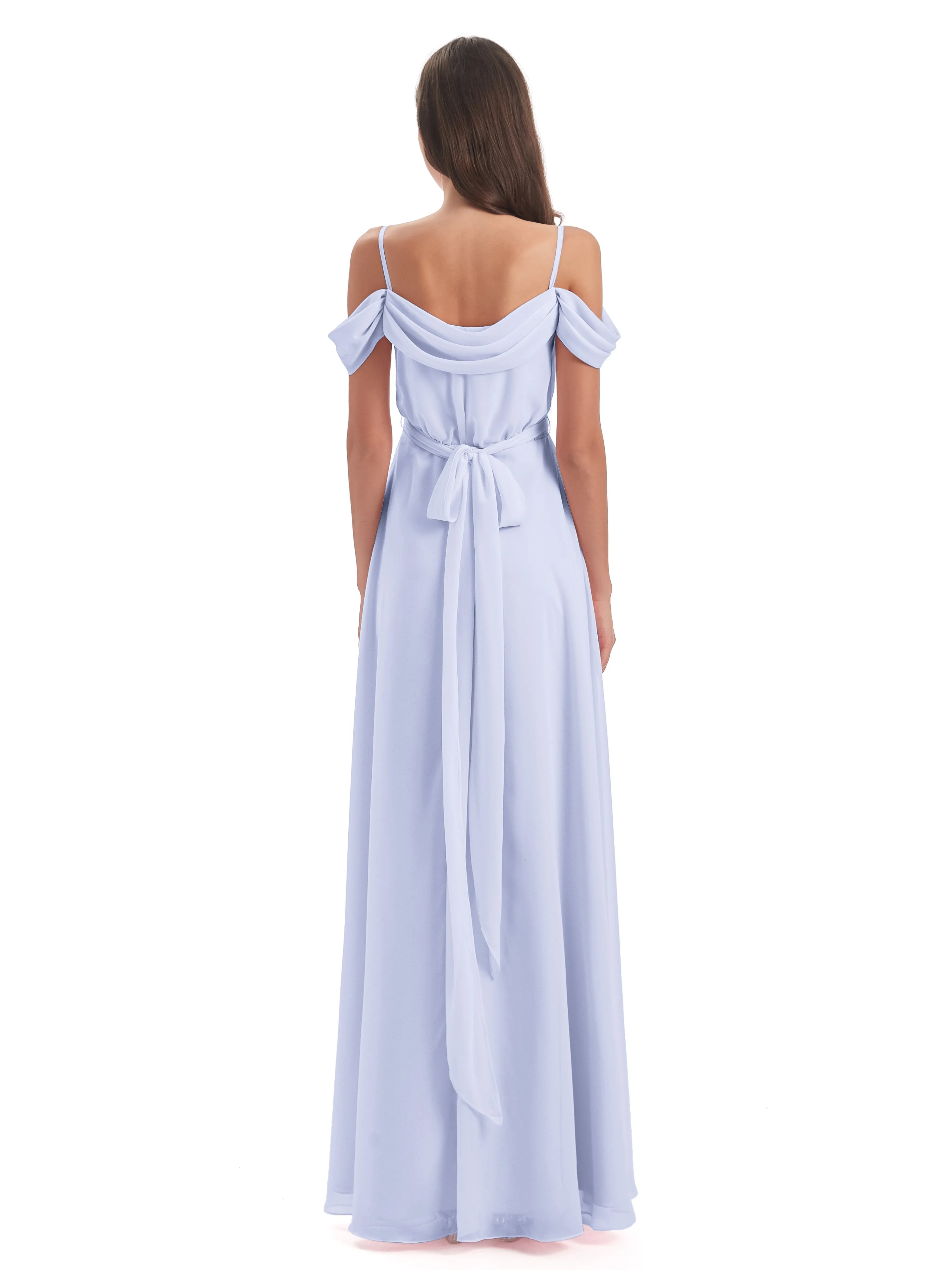 Rosie Affordable A-line Split Long Chiffon Bridesmaid Dresses