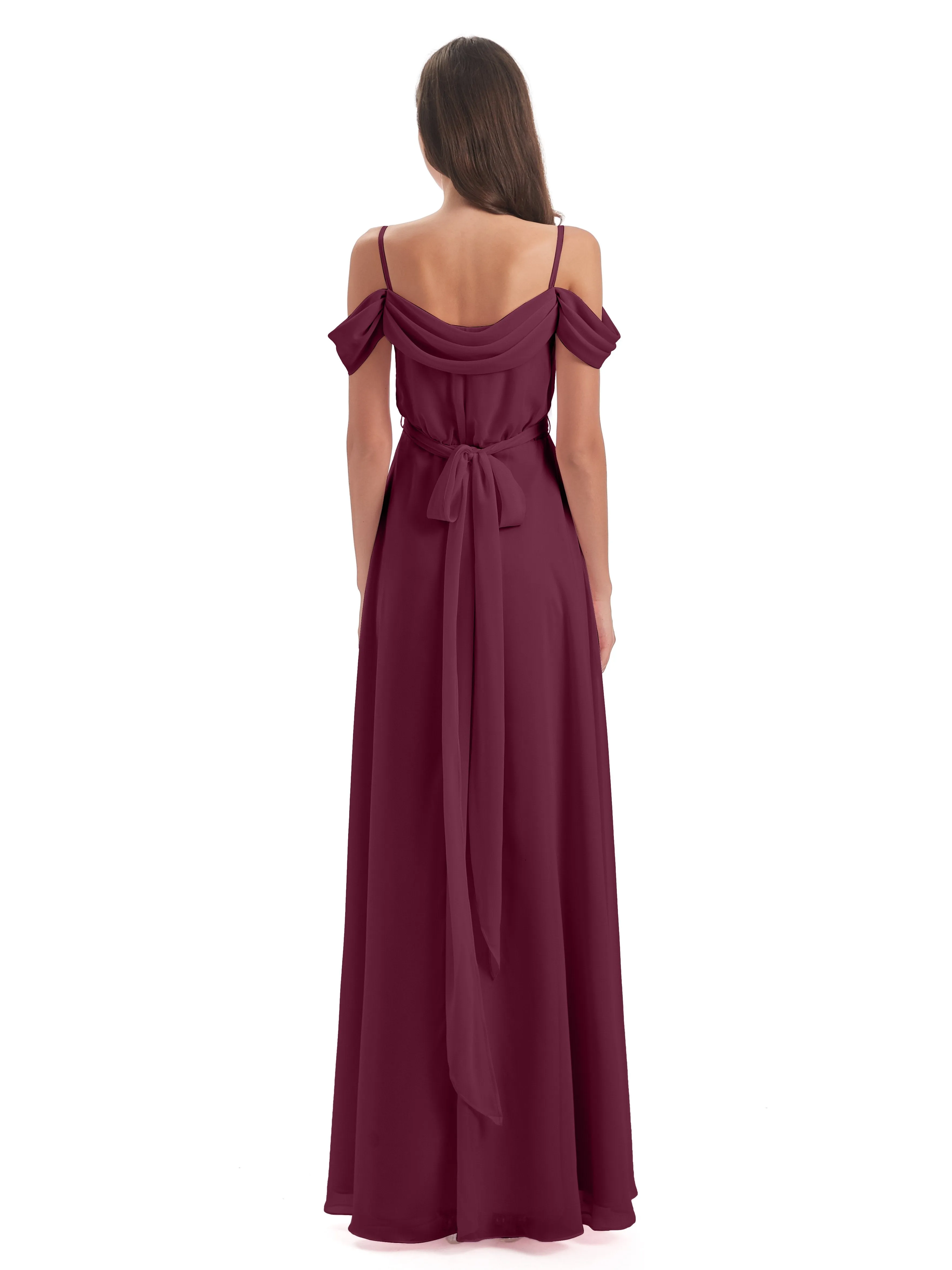 Rosie Affordable A-line Split Long Chiffon Bridesmaid Dresses