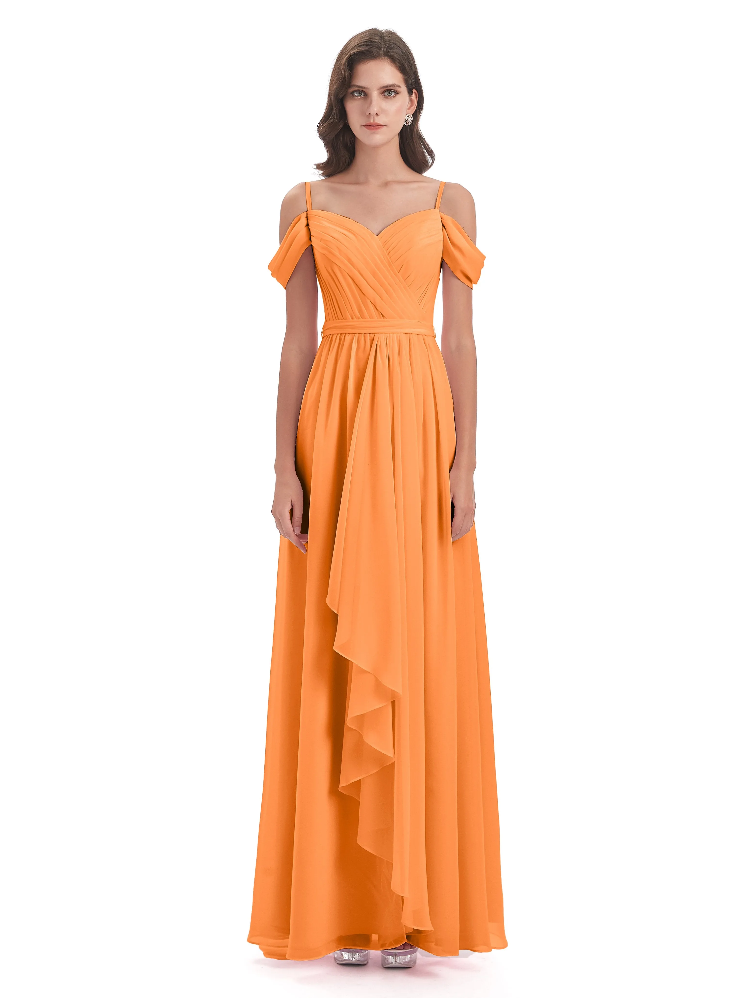 Rosie Affordable A-line Split Long Chiffon Bridesmaid Dresses