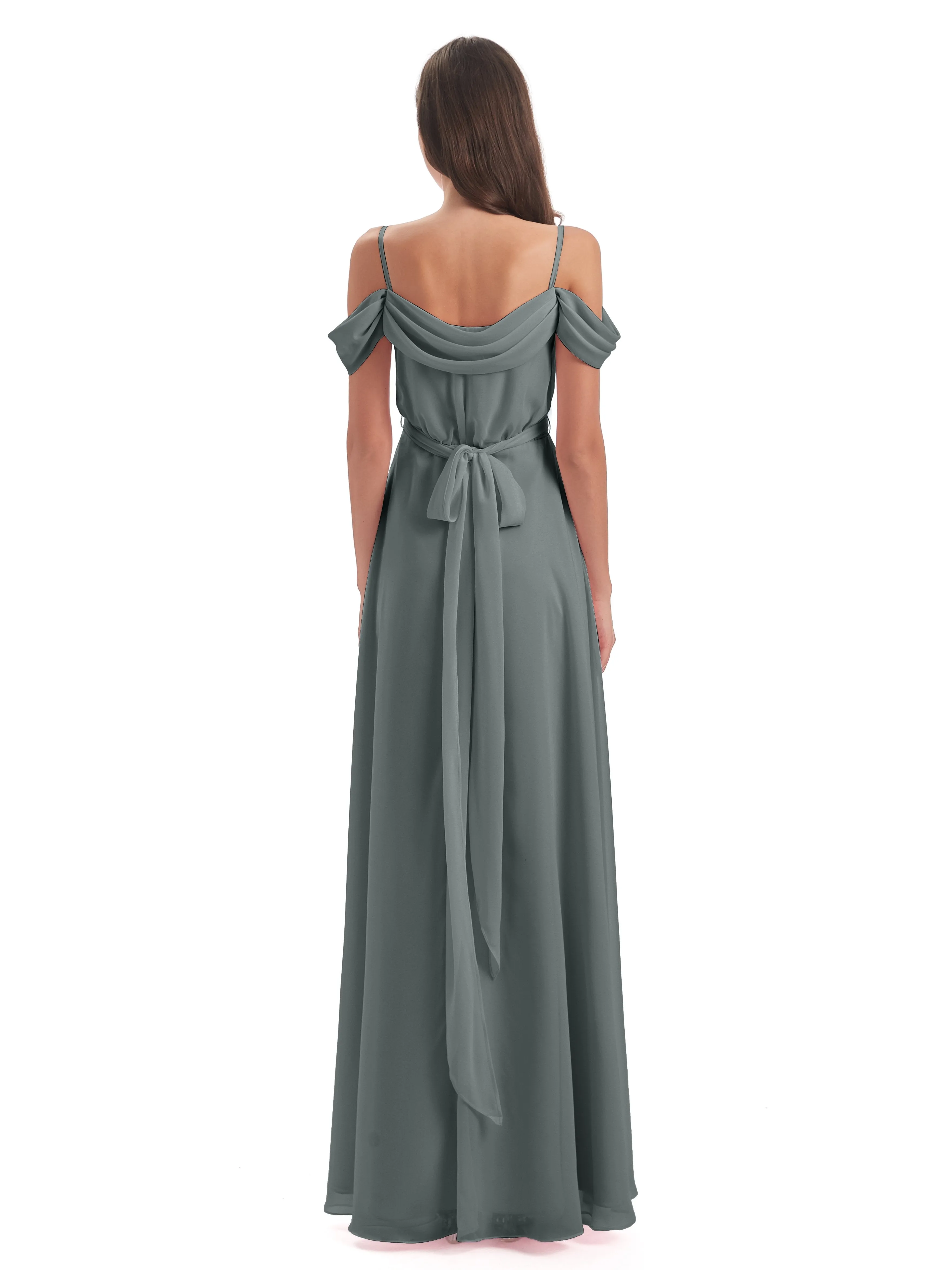 Rosie Affordable A-line Split Long Chiffon Bridesmaid Dresses