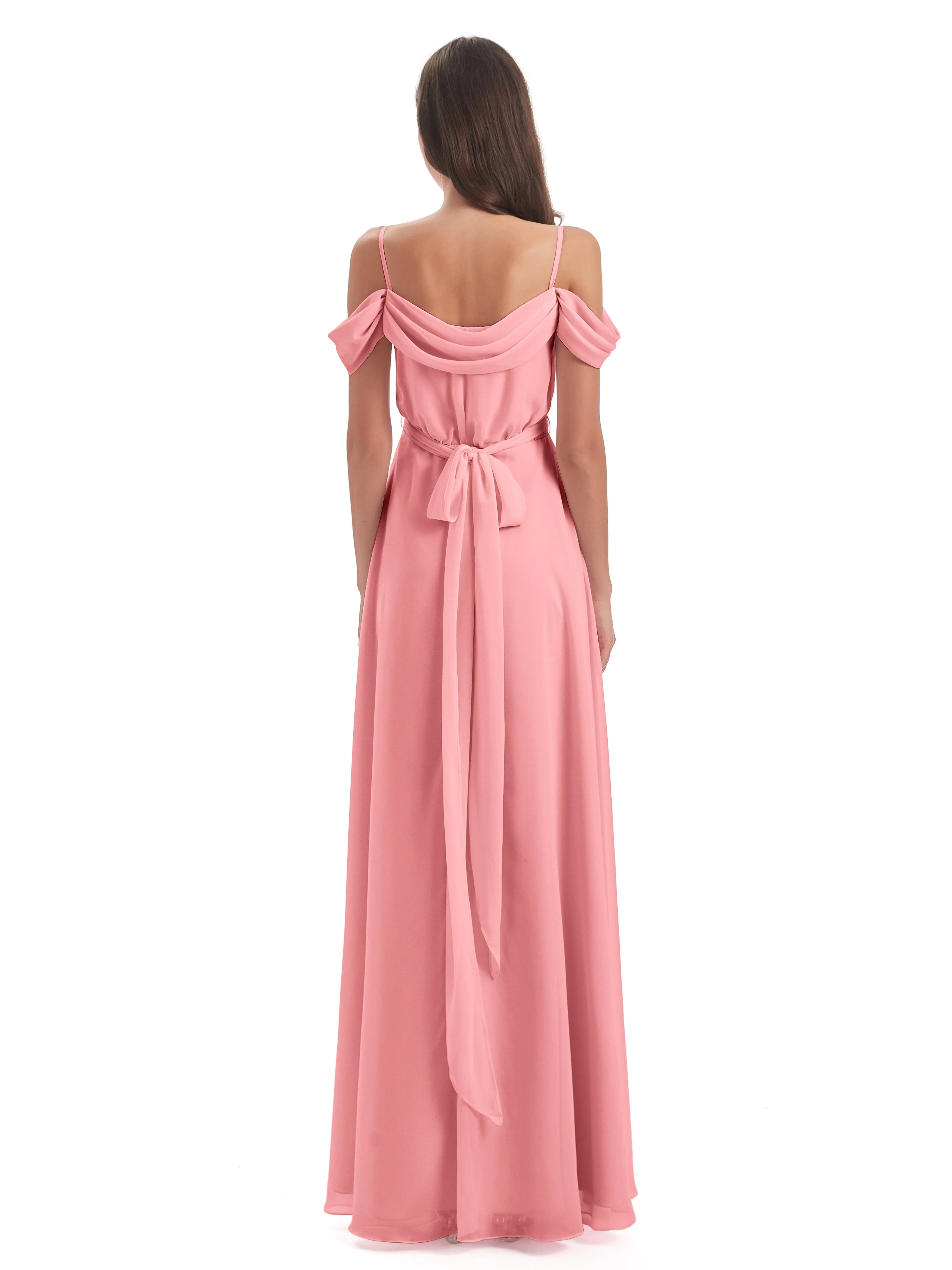 Rosie Affordable A-line Split Long Chiffon Bridesmaid Dresses