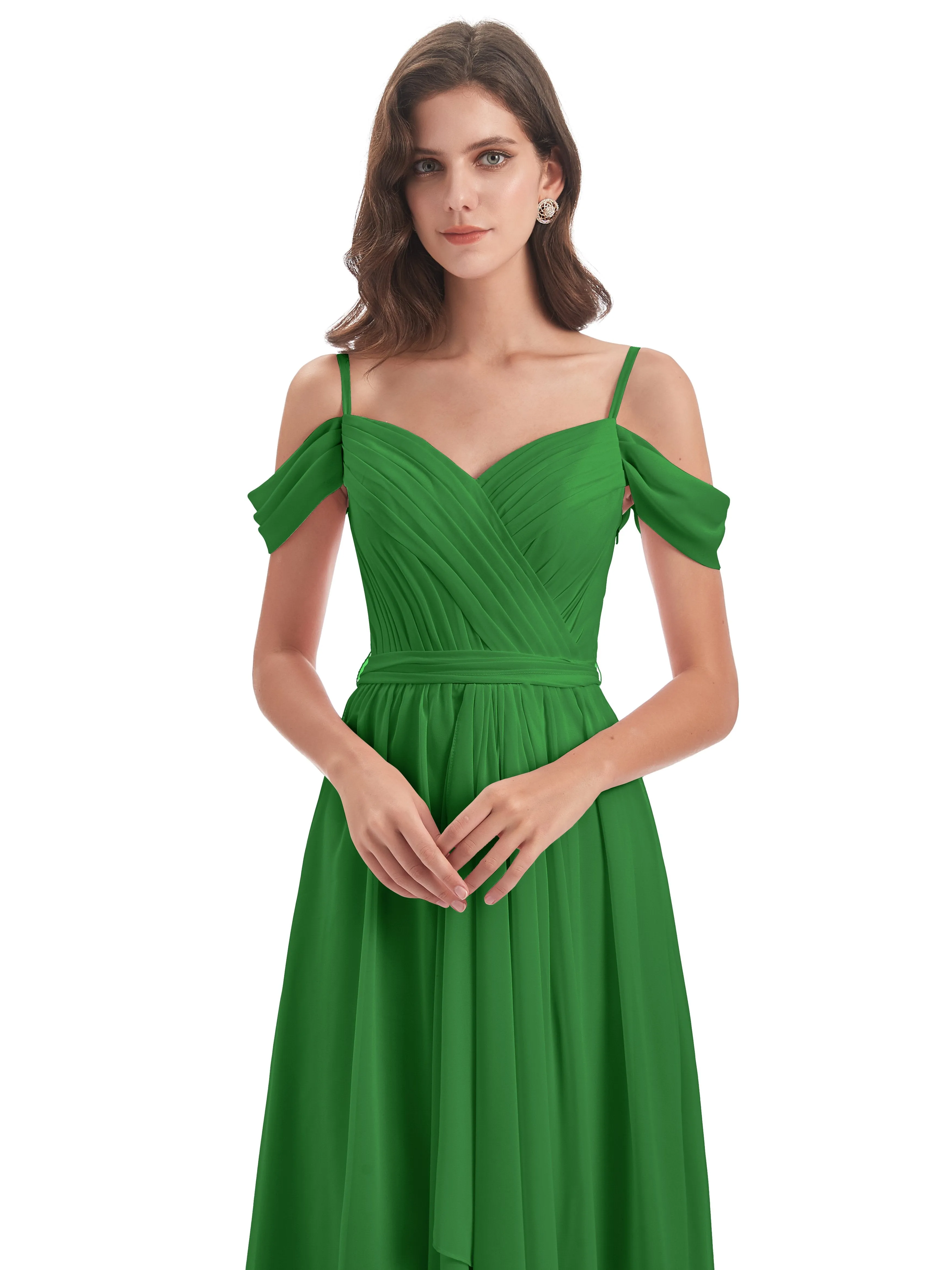 Rosie Affordable A-line Split Long Chiffon Bridesmaid Dresses