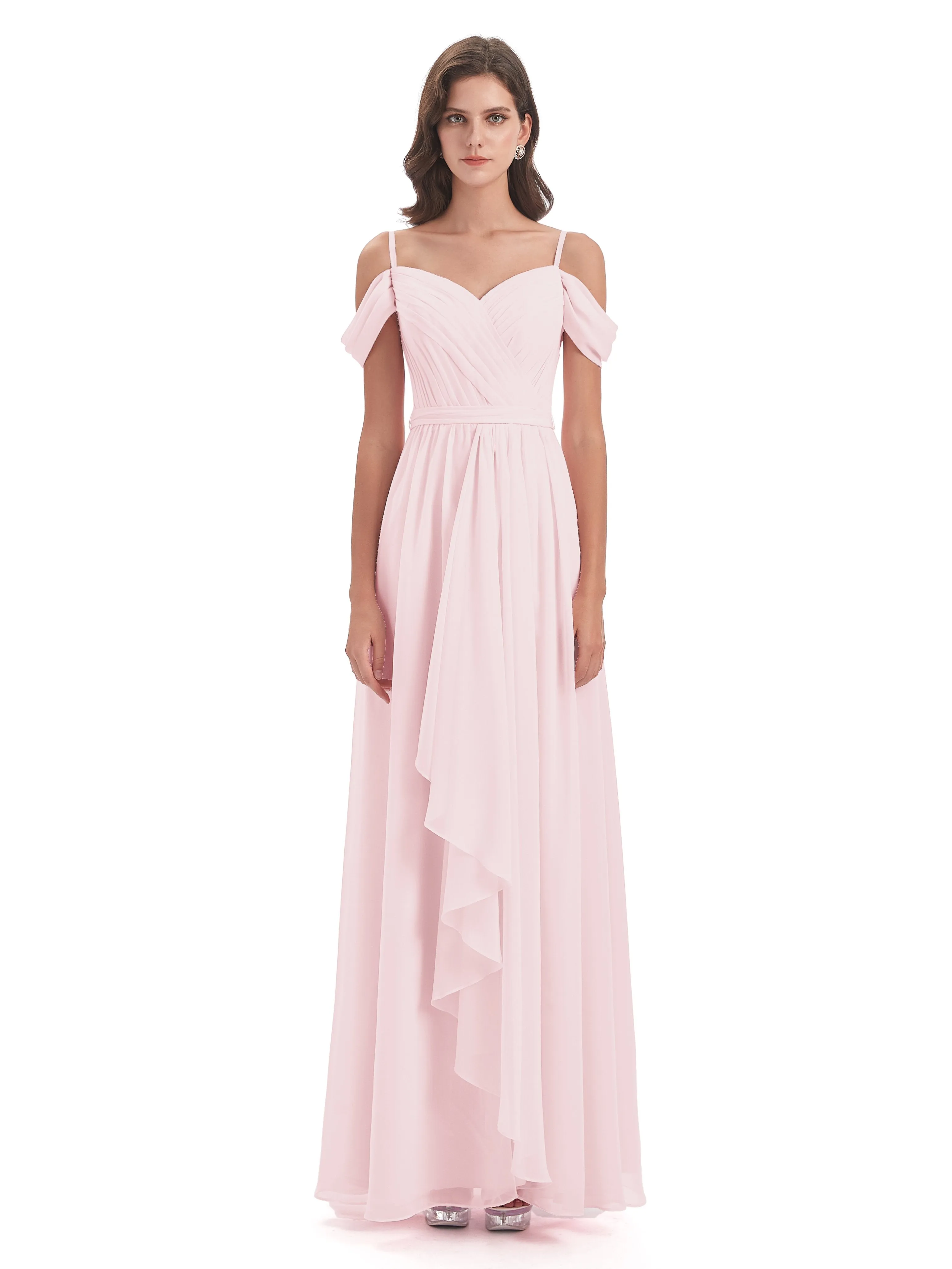 Rosie Affordable A-line Split Long Chiffon Bridesmaid Dresses