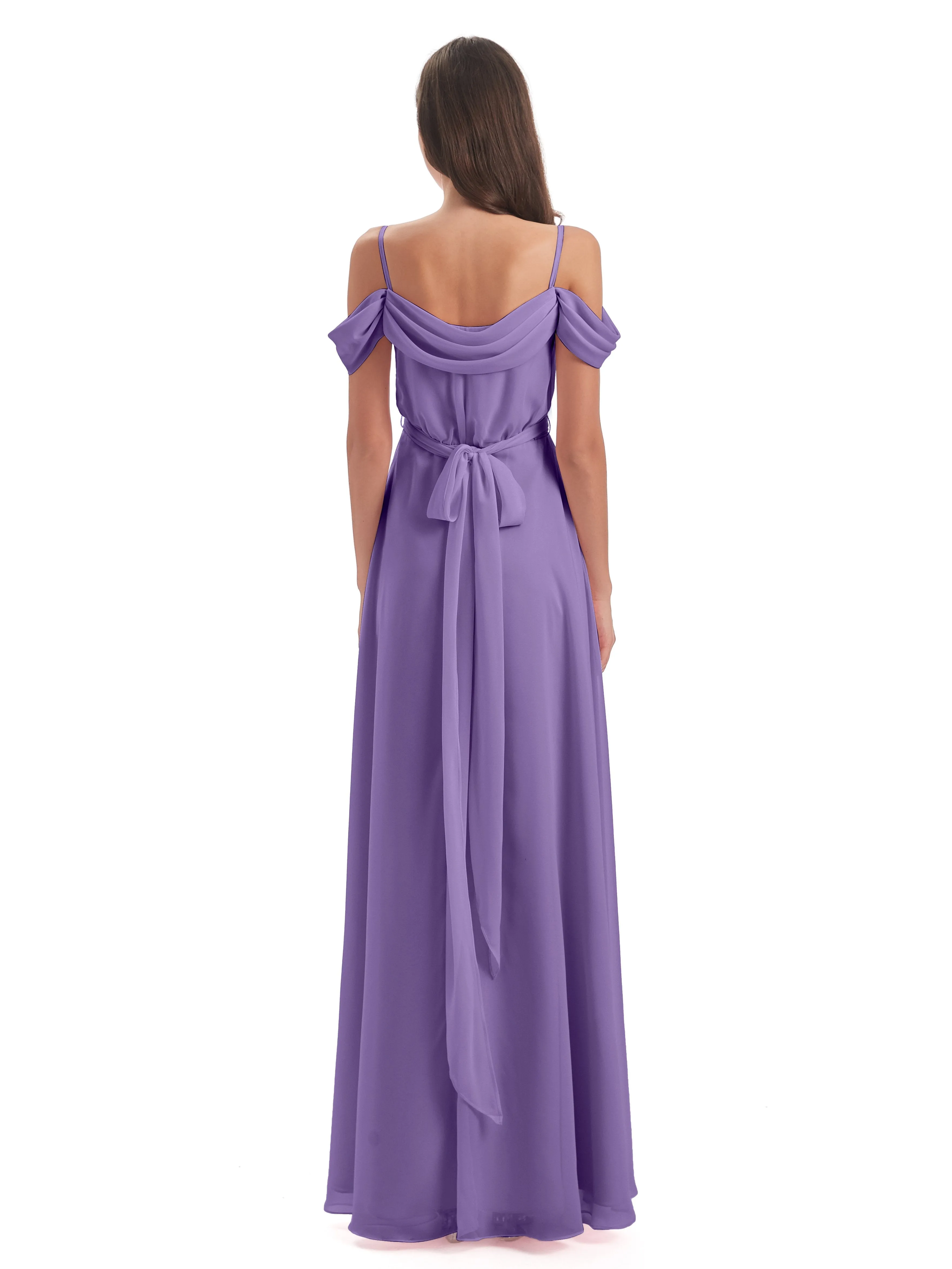 Rosie Affordable A-line Split Long Chiffon Bridesmaid Dresses