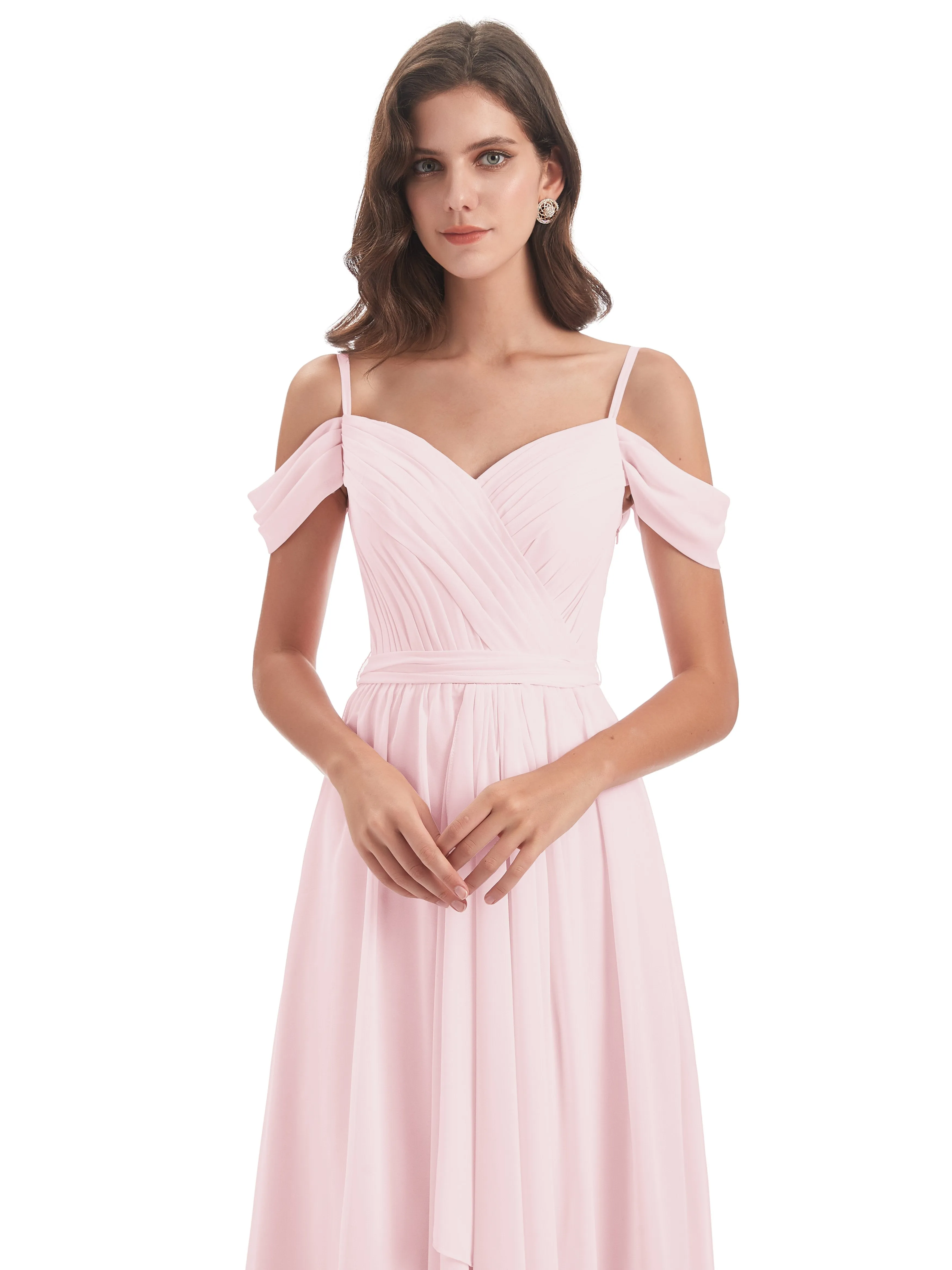 Rosie Affordable A-line Split Long Chiffon Bridesmaid Dresses