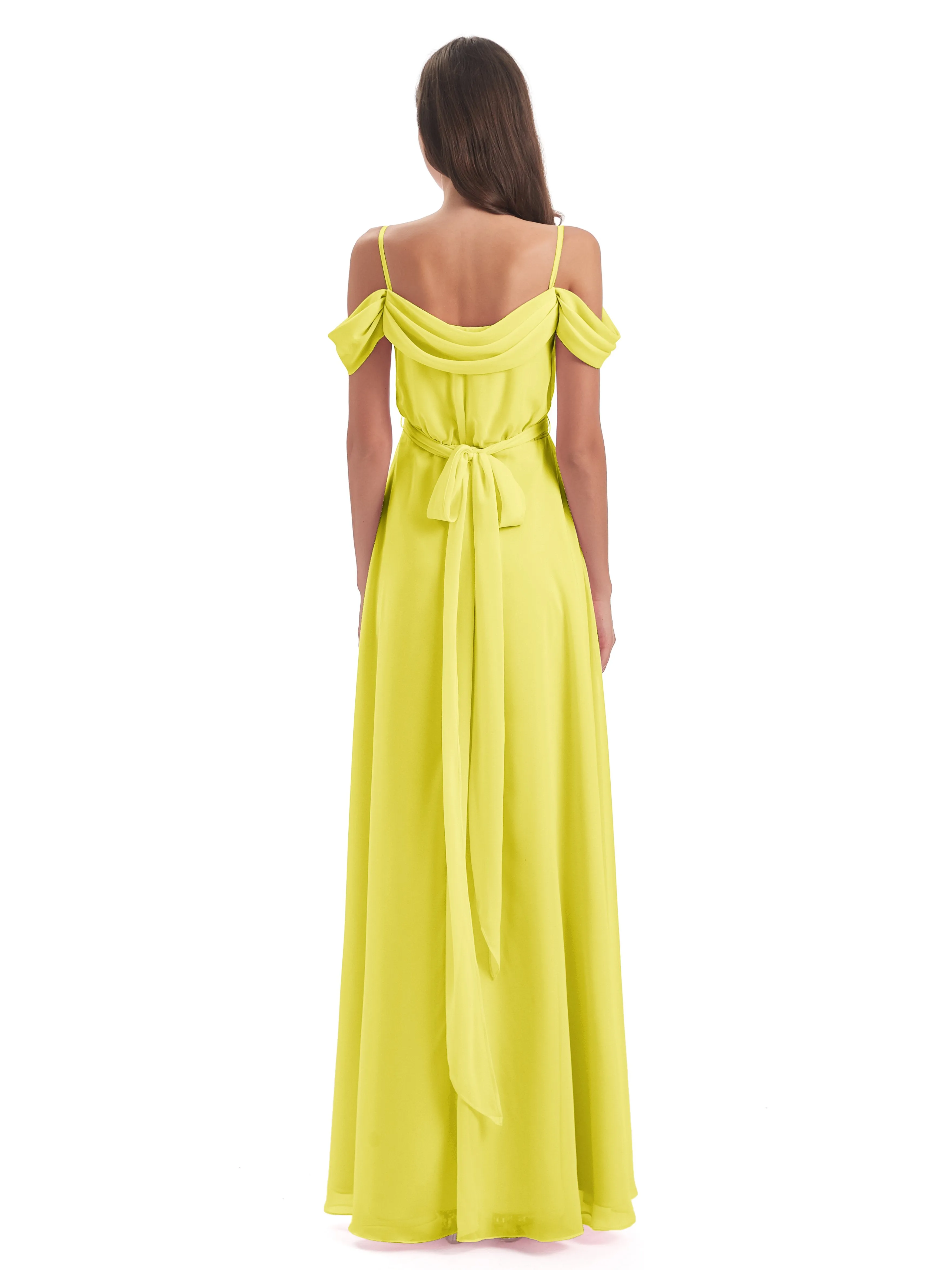 Rosie Affordable A-line Split Long Chiffon Bridesmaid Dresses