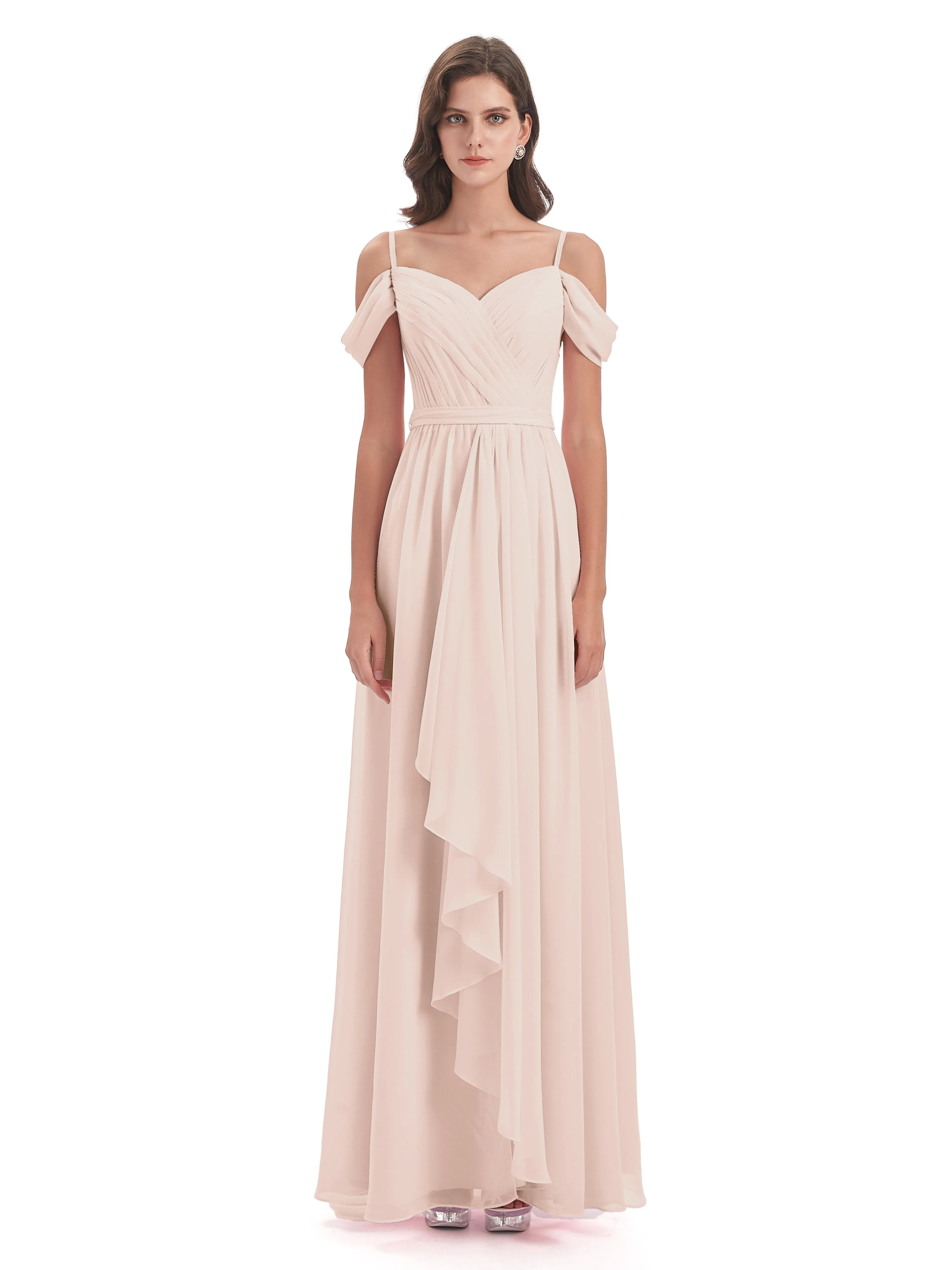 Rosie Affordable A-line Split Long Chiffon Bridesmaid Dresses