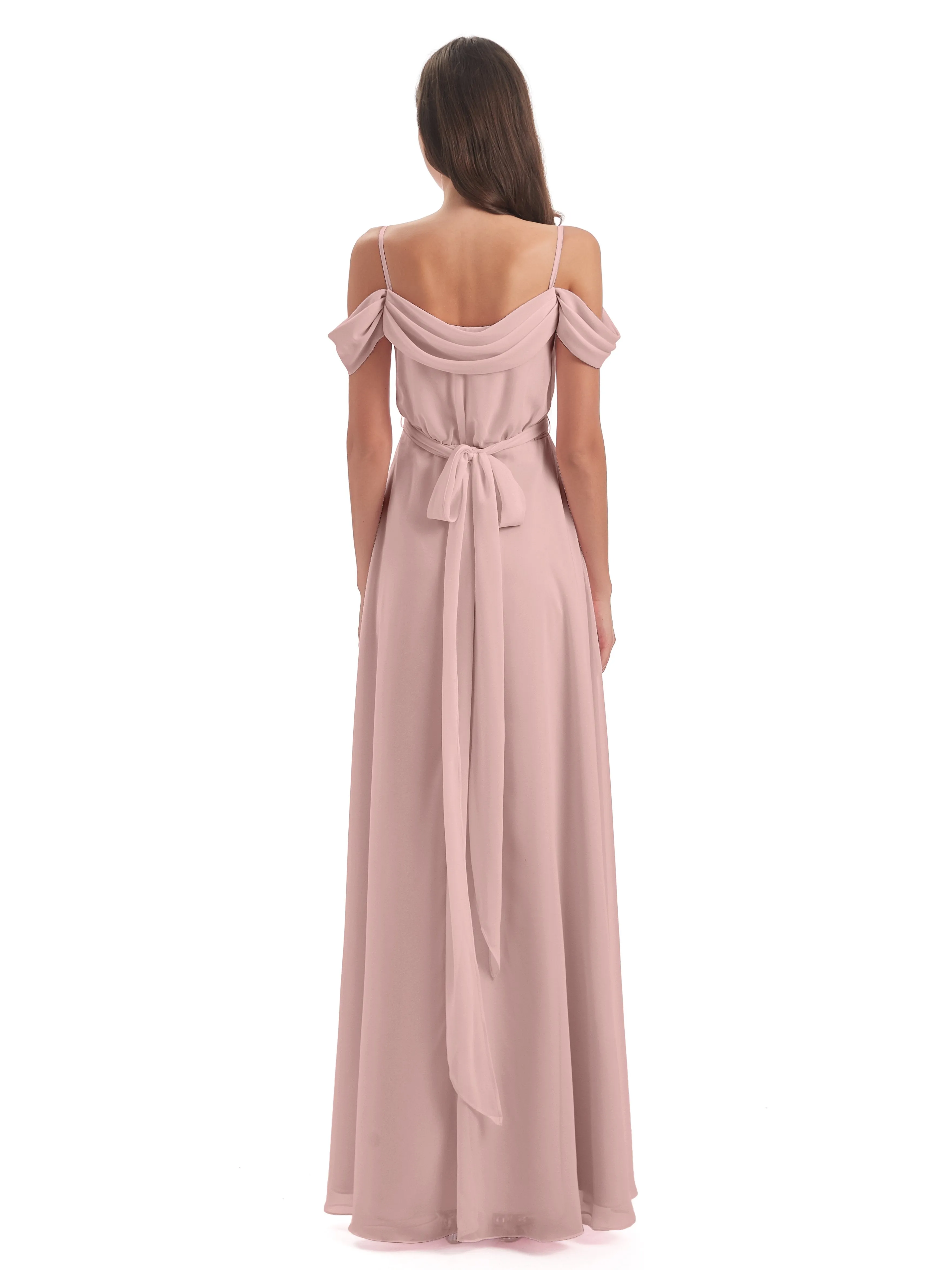 Rosie Affordable A-line Split Long Chiffon Bridesmaid Dresses