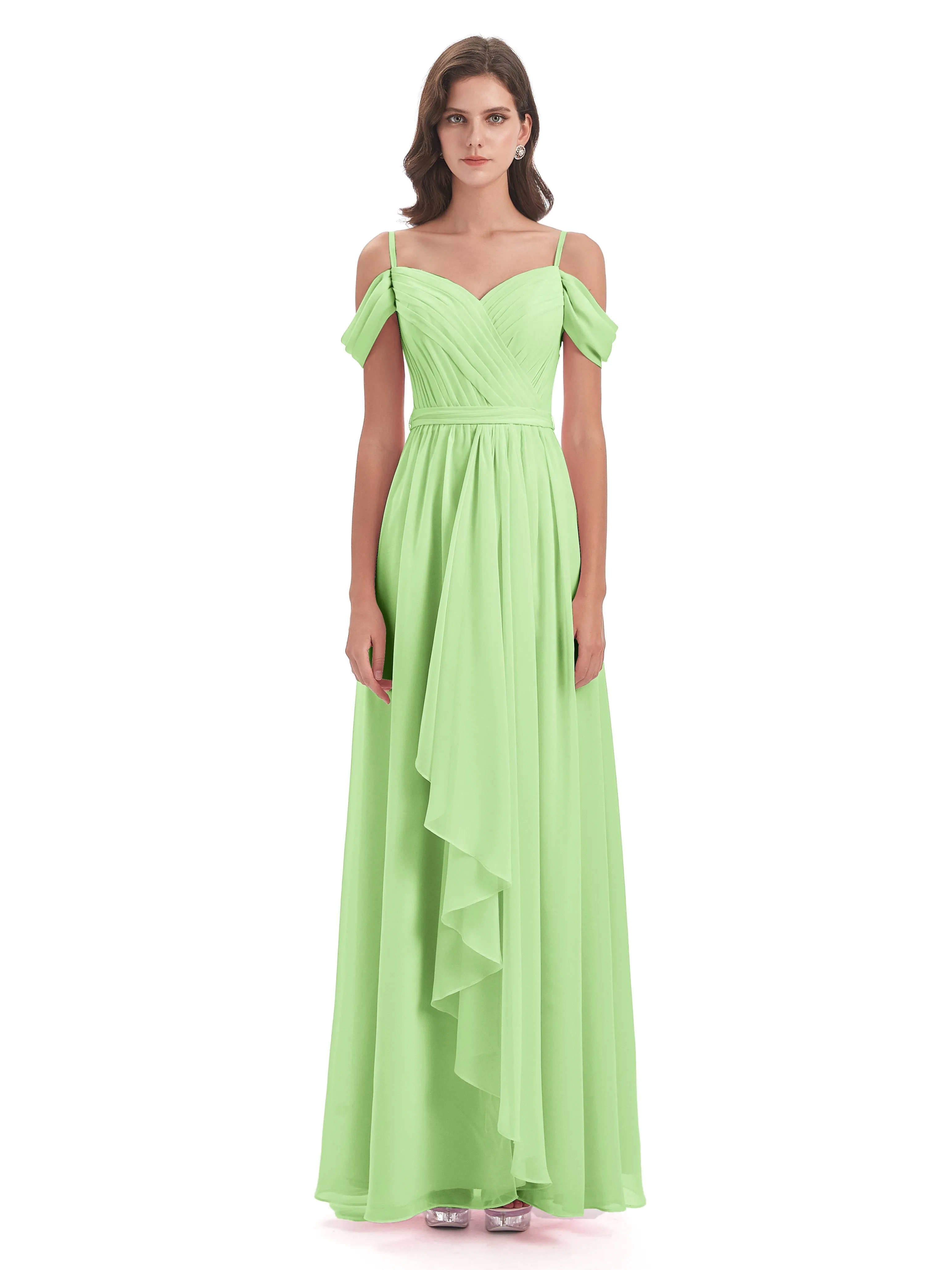 Rosie Affordable A-line Split Long Chiffon Bridesmaid Dresses