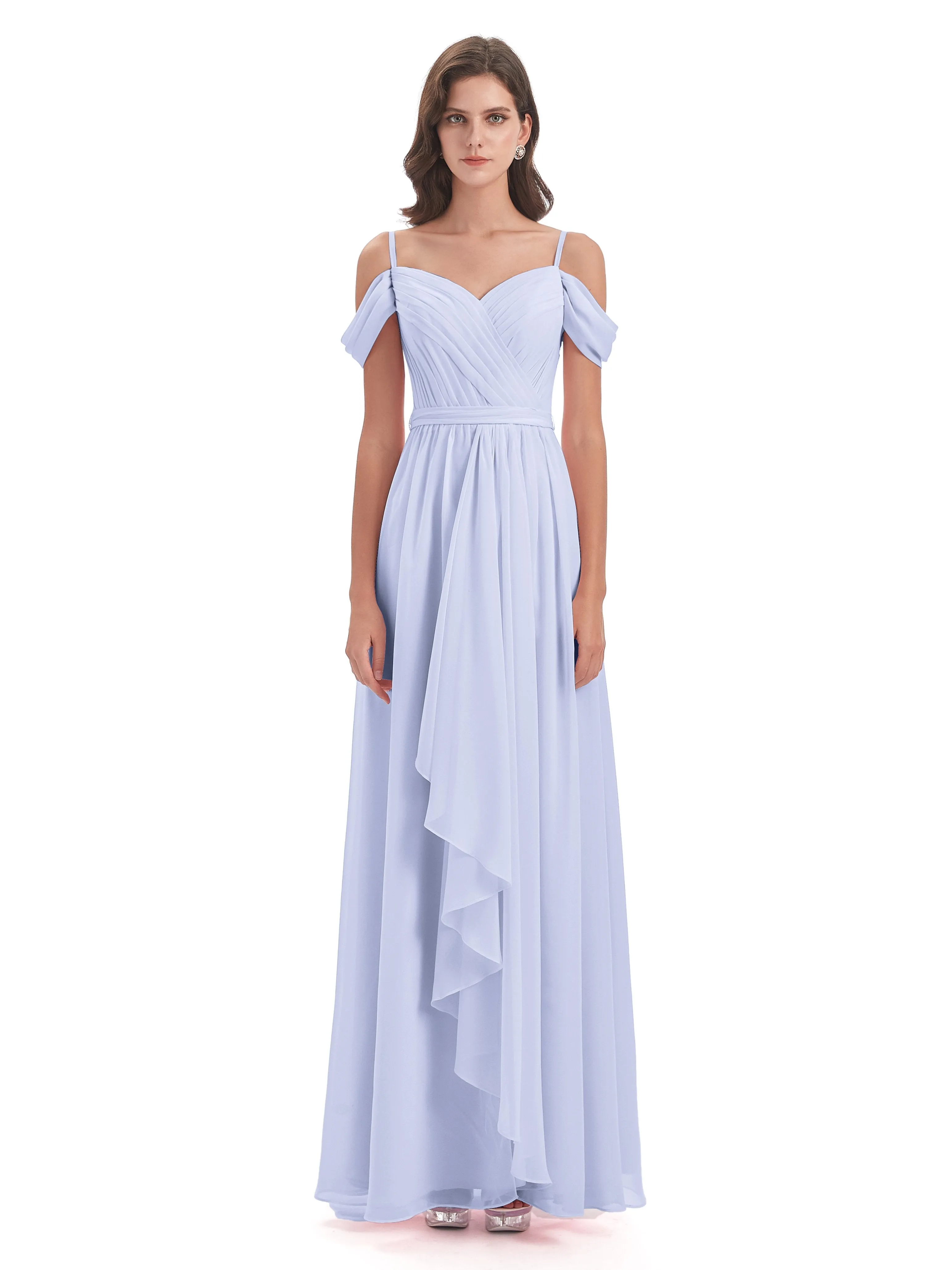 Rosie Affordable A-line Split Long Chiffon Bridesmaid Dresses