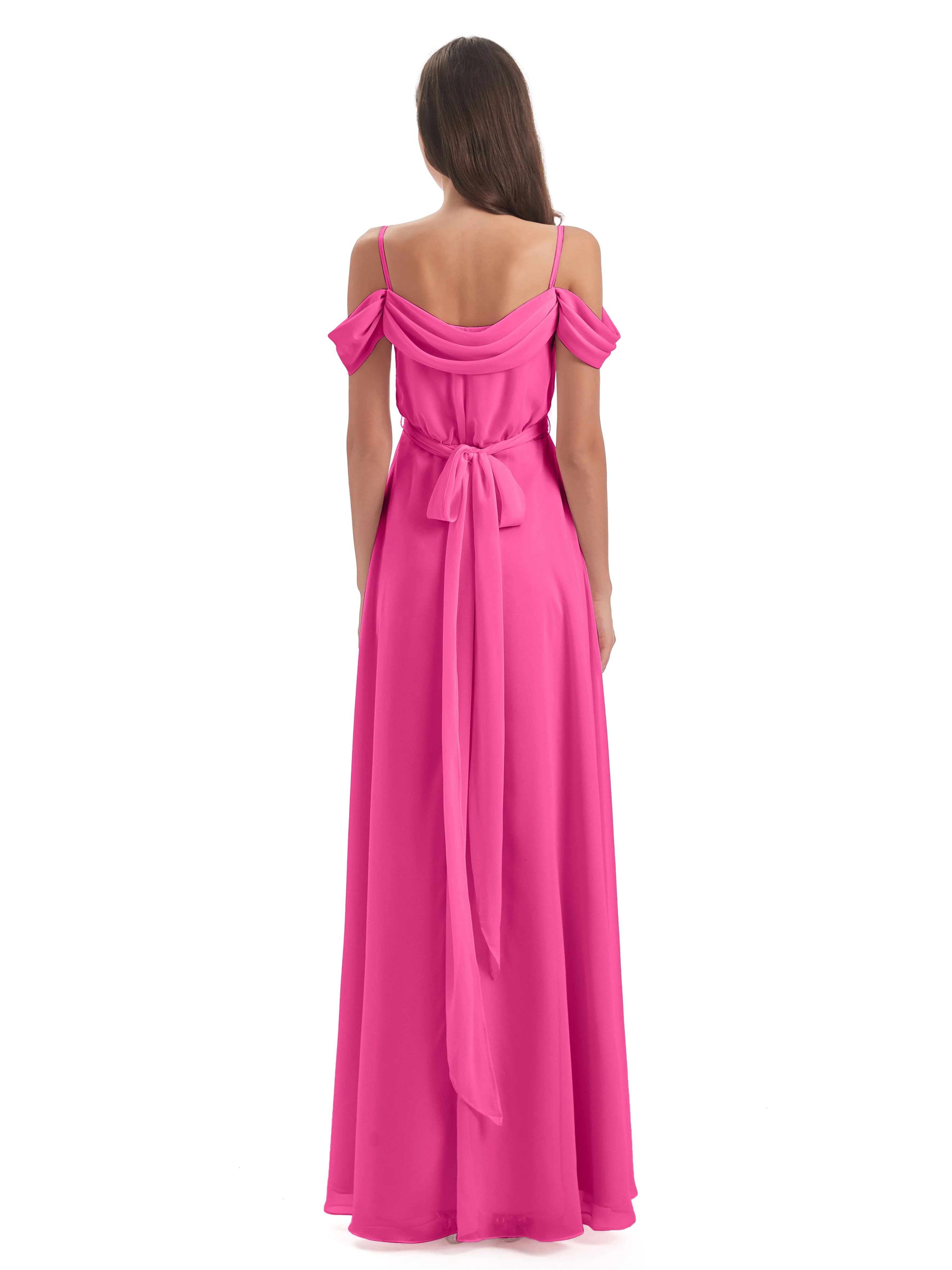 Rosie Affordable A-line Split Long Chiffon Bridesmaid Dresses