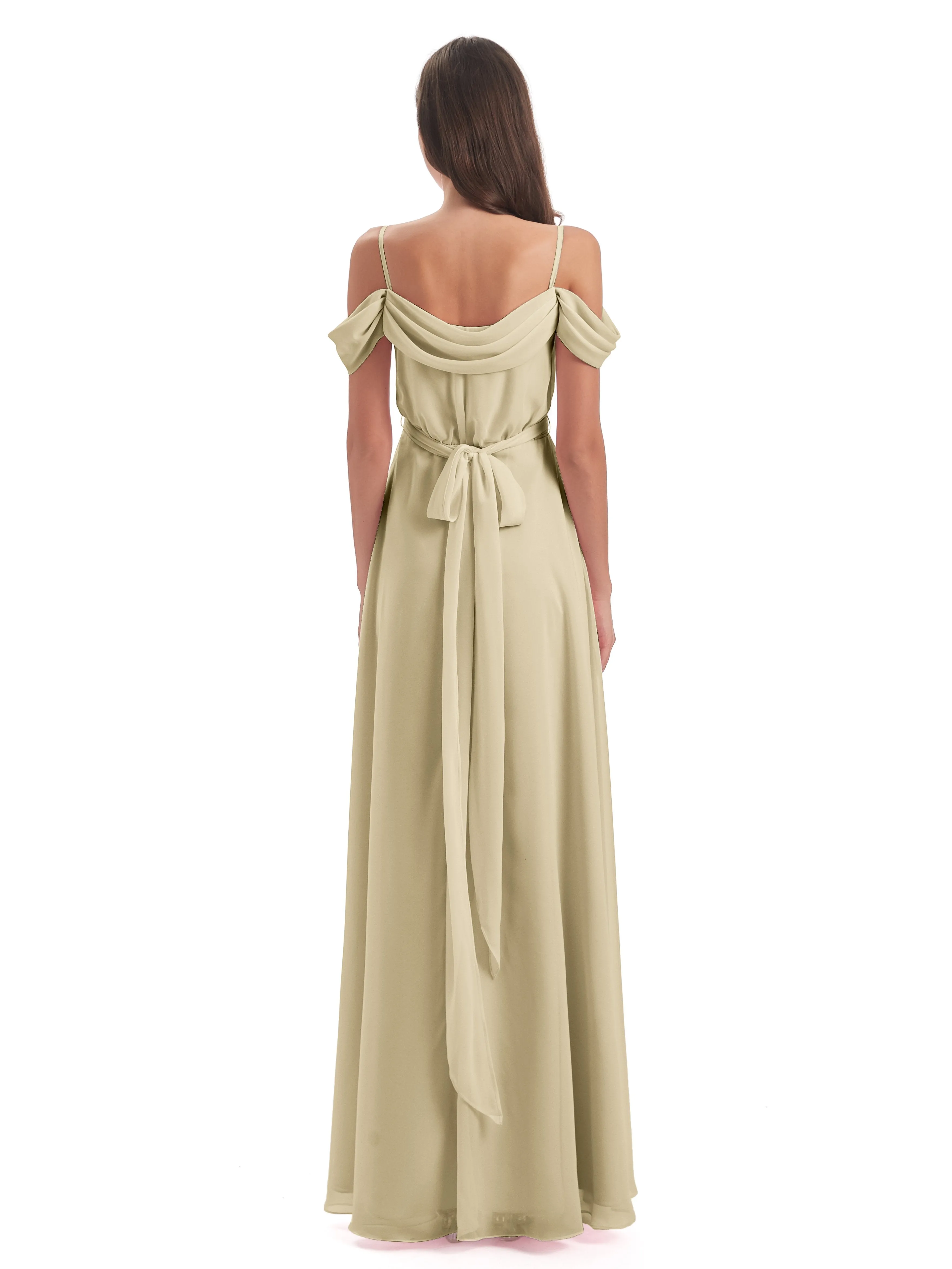 Rosie Affordable A-line Split Long Chiffon Bridesmaid Dresses