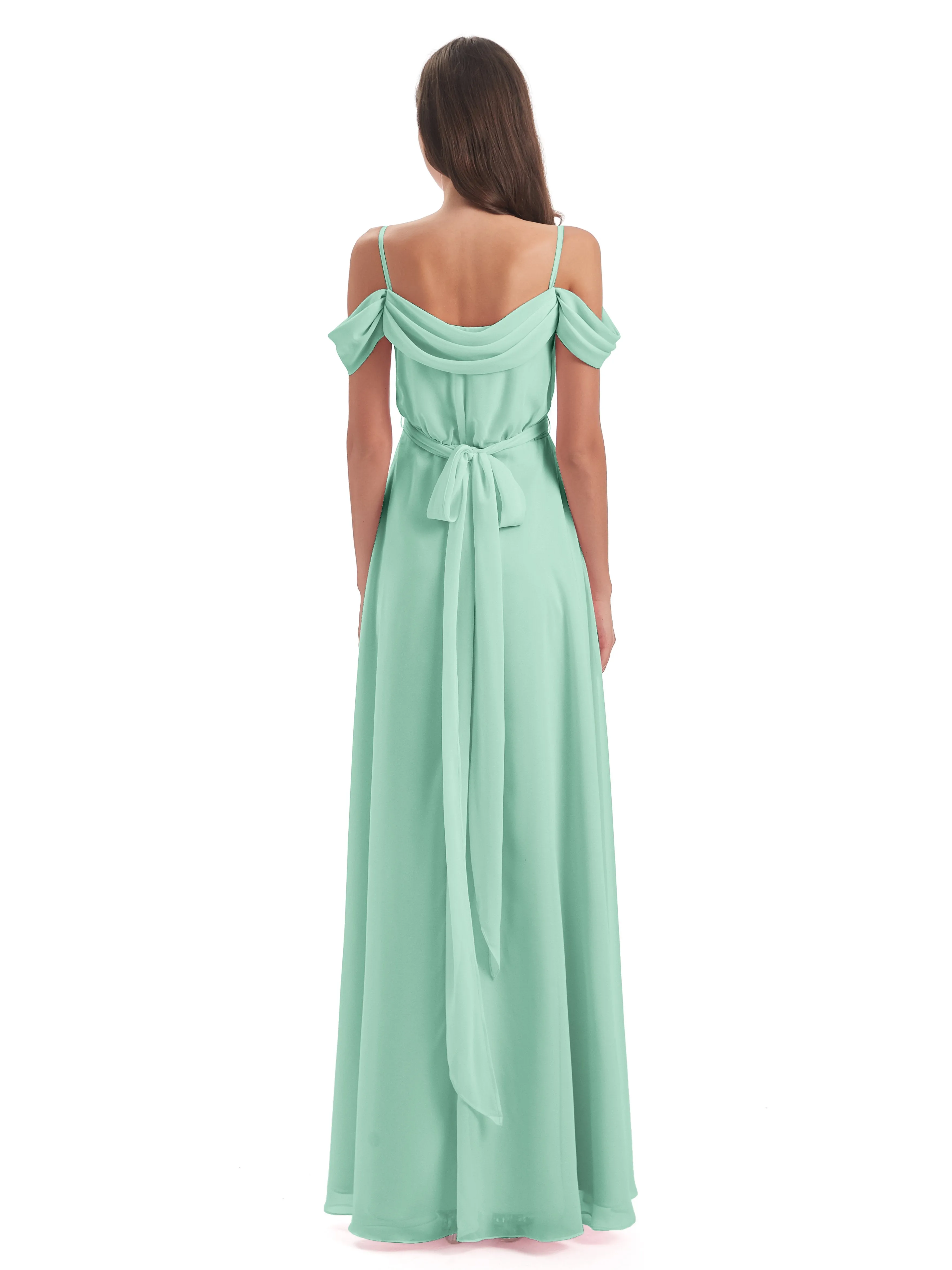 Rosie Affordable A-line Split Long Chiffon Bridesmaid Dresses