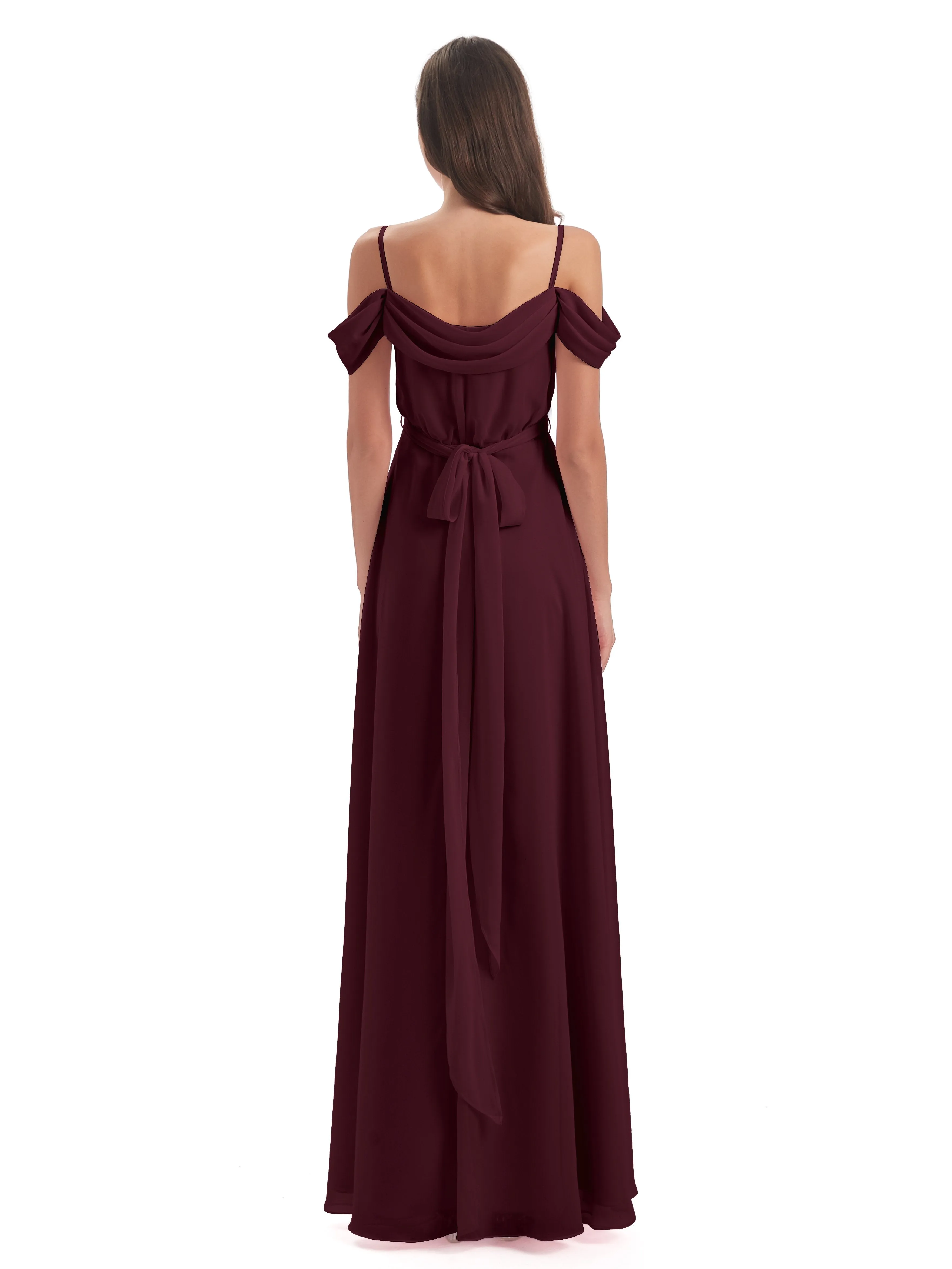 Rosie Affordable A-line Split Long Chiffon Bridesmaid Dresses