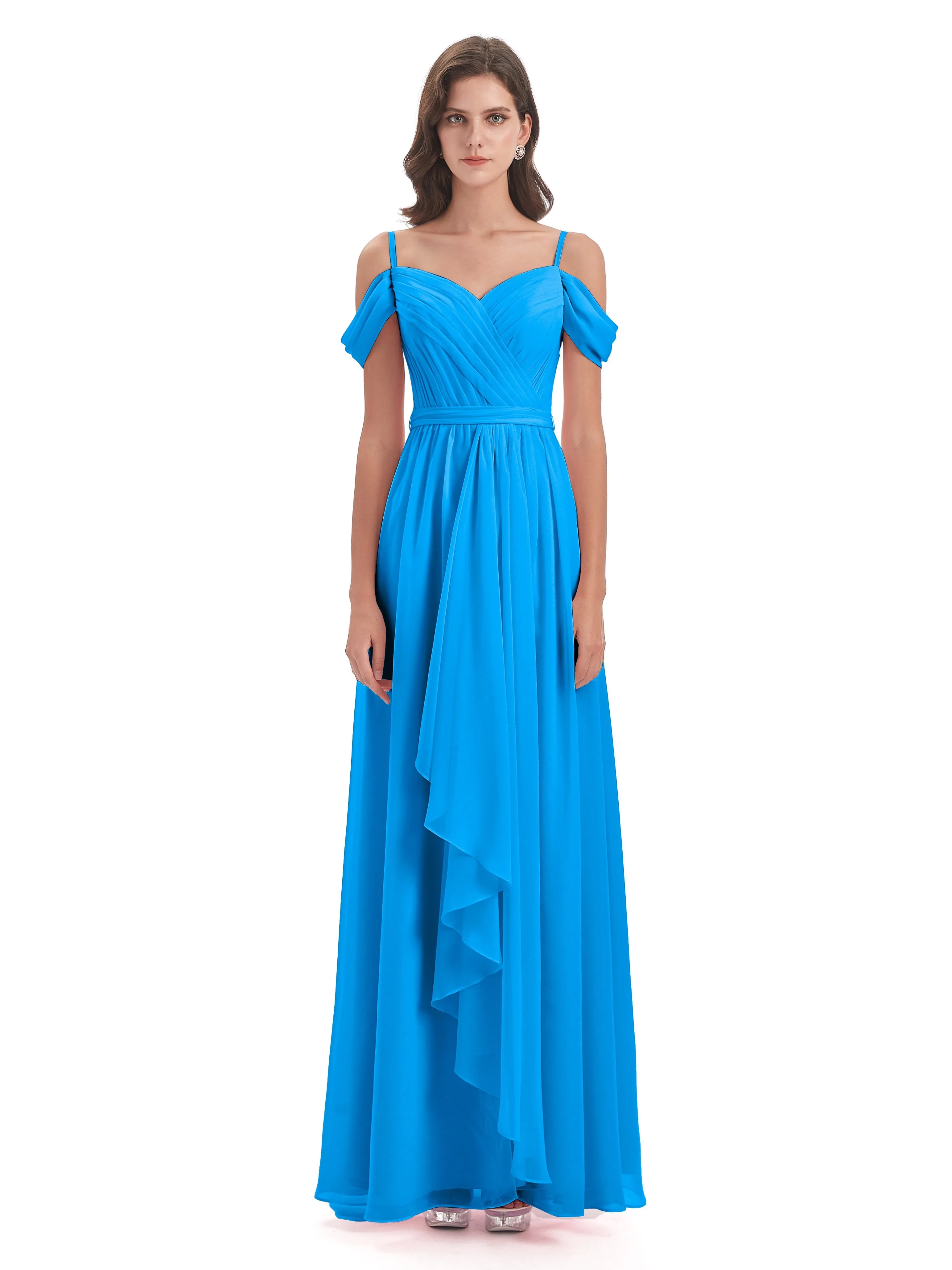 Rosie Affordable A-line Split Long Chiffon Bridesmaid Dresses