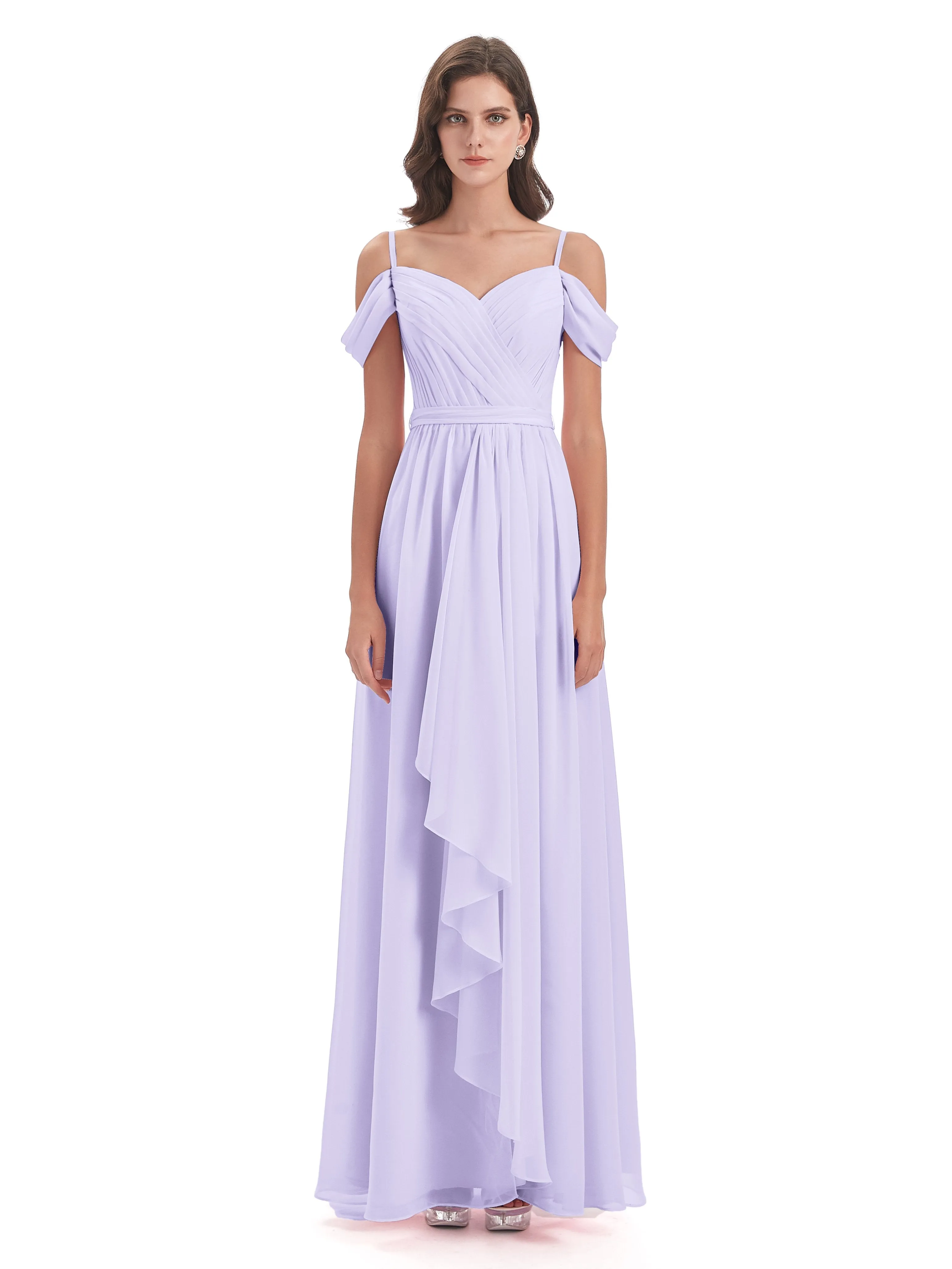 Rosie Affordable A-line Split Long Chiffon Bridesmaid Dresses