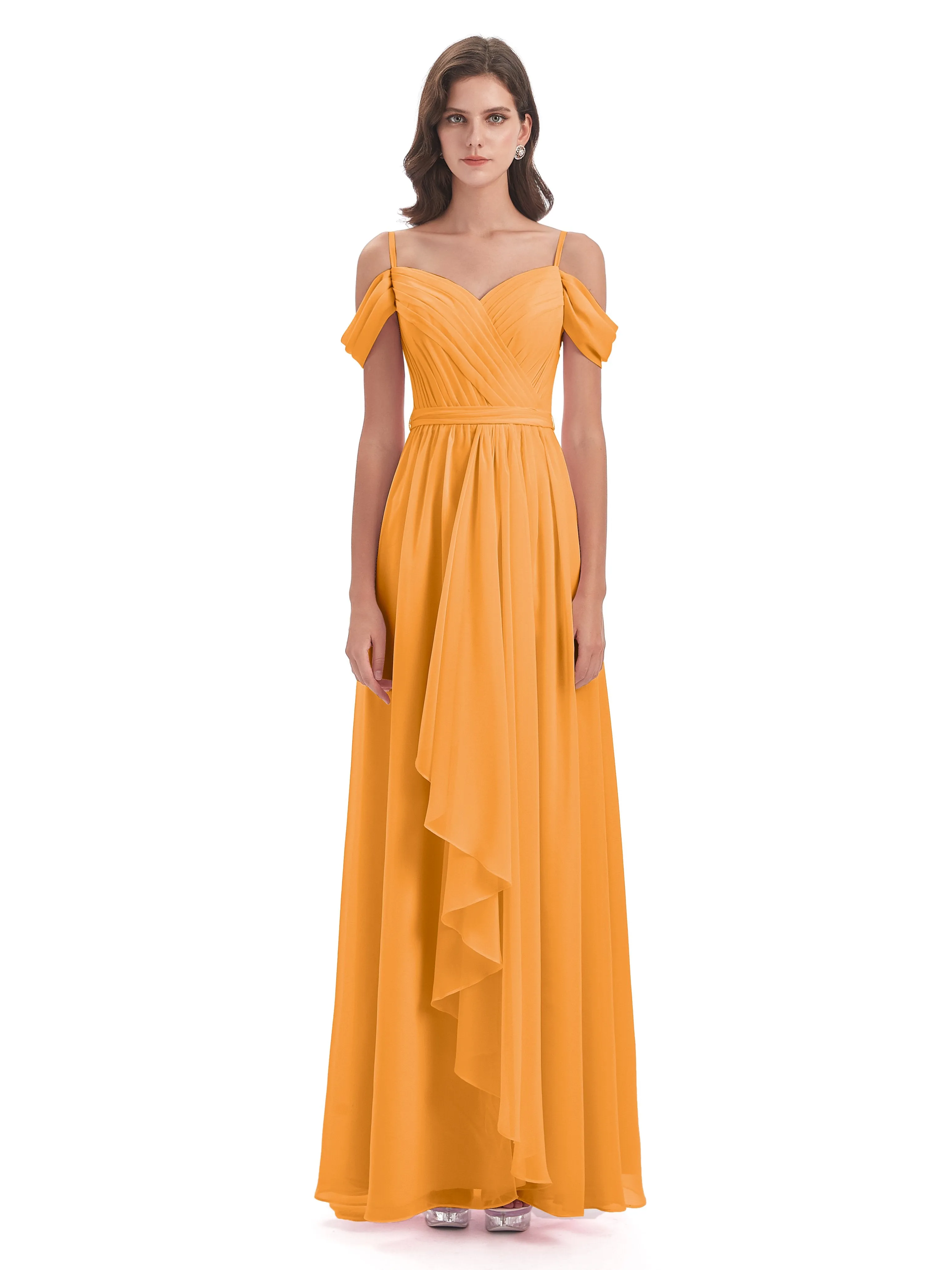 Rosie Affordable A-line Split Long Chiffon Bridesmaid Dresses