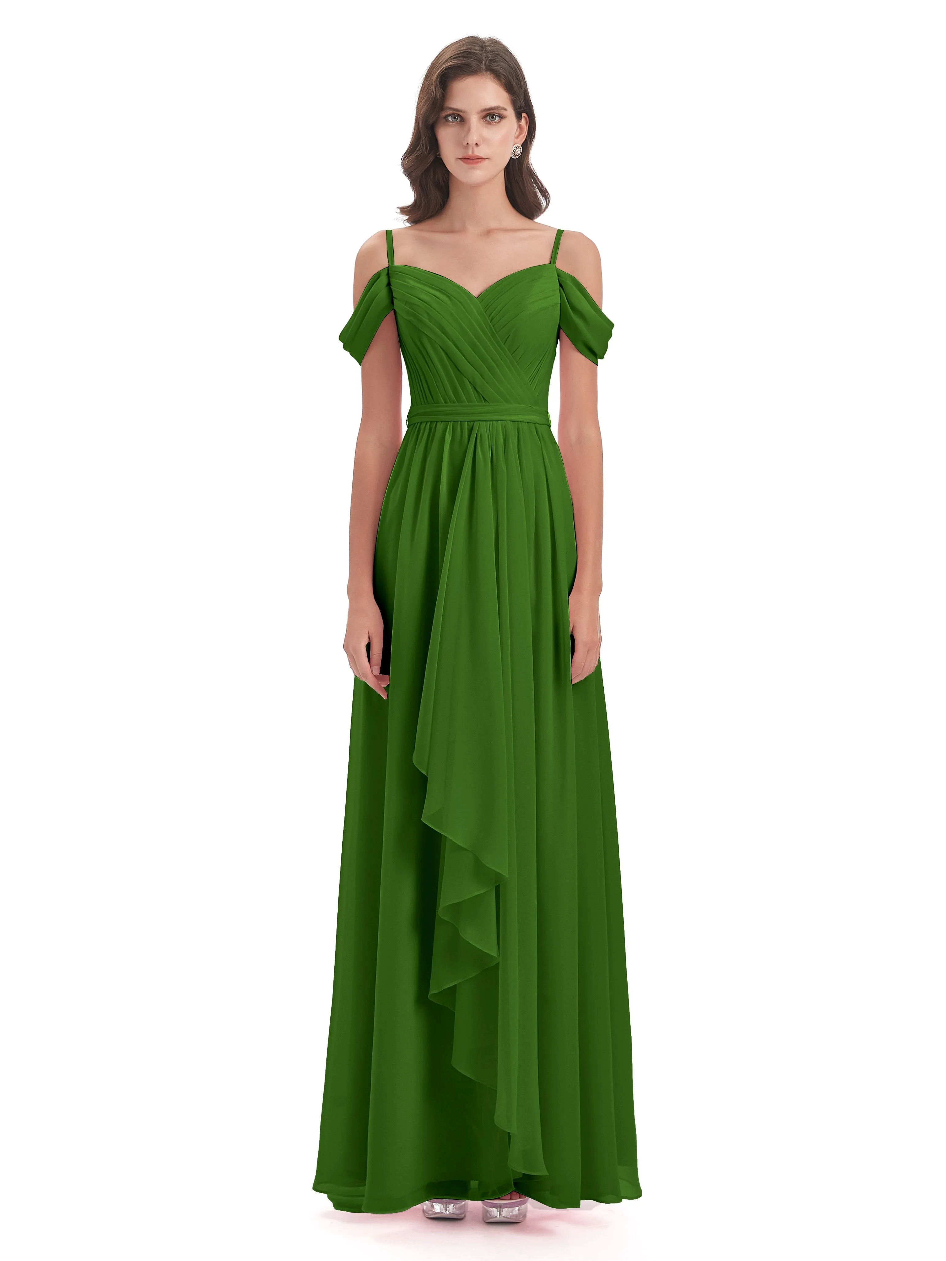 Rosie Affordable A-line Split Long Chiffon Bridesmaid Dresses