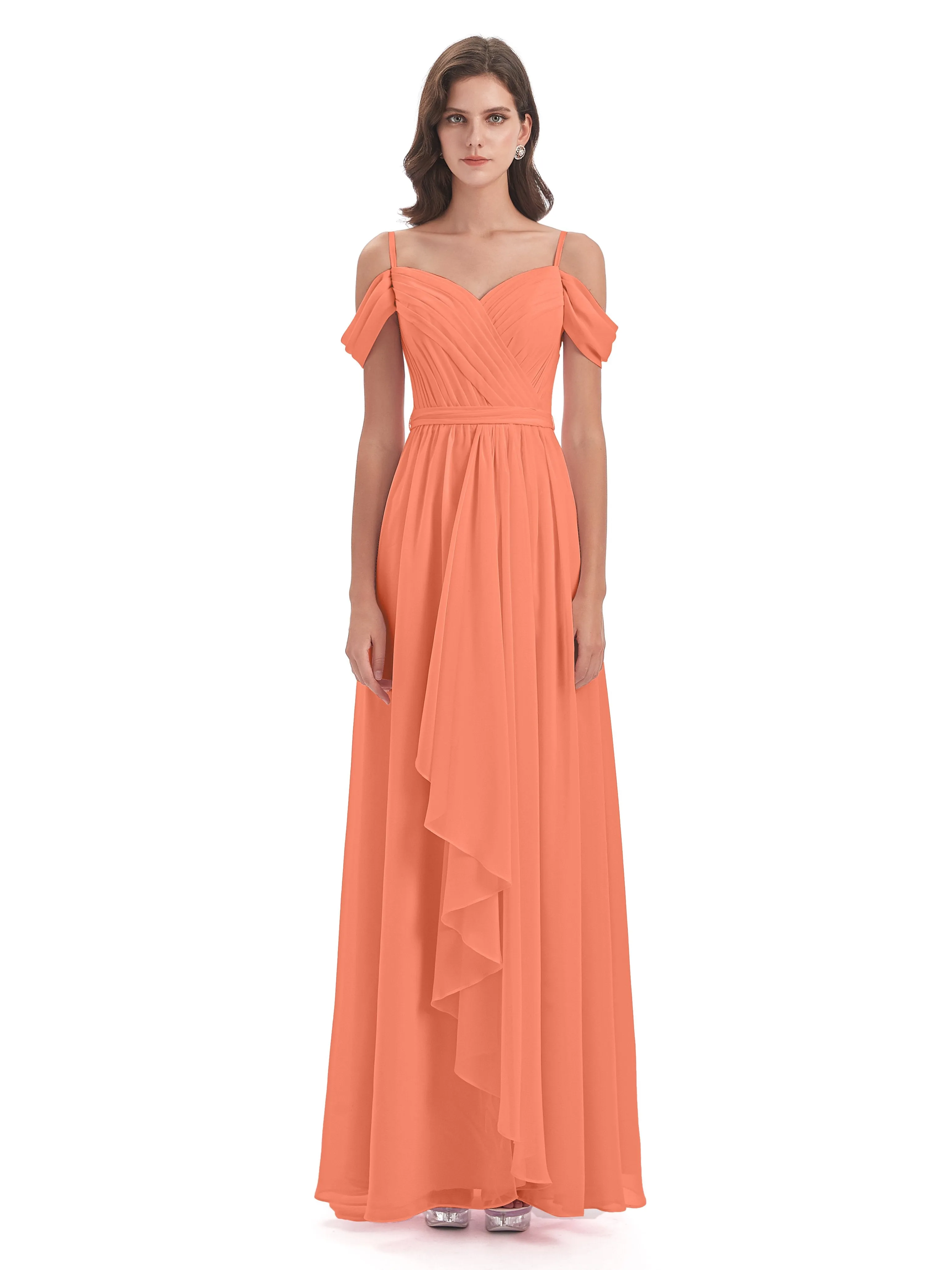 Rosie Affordable A-line Split Long Chiffon Bridesmaid Dresses