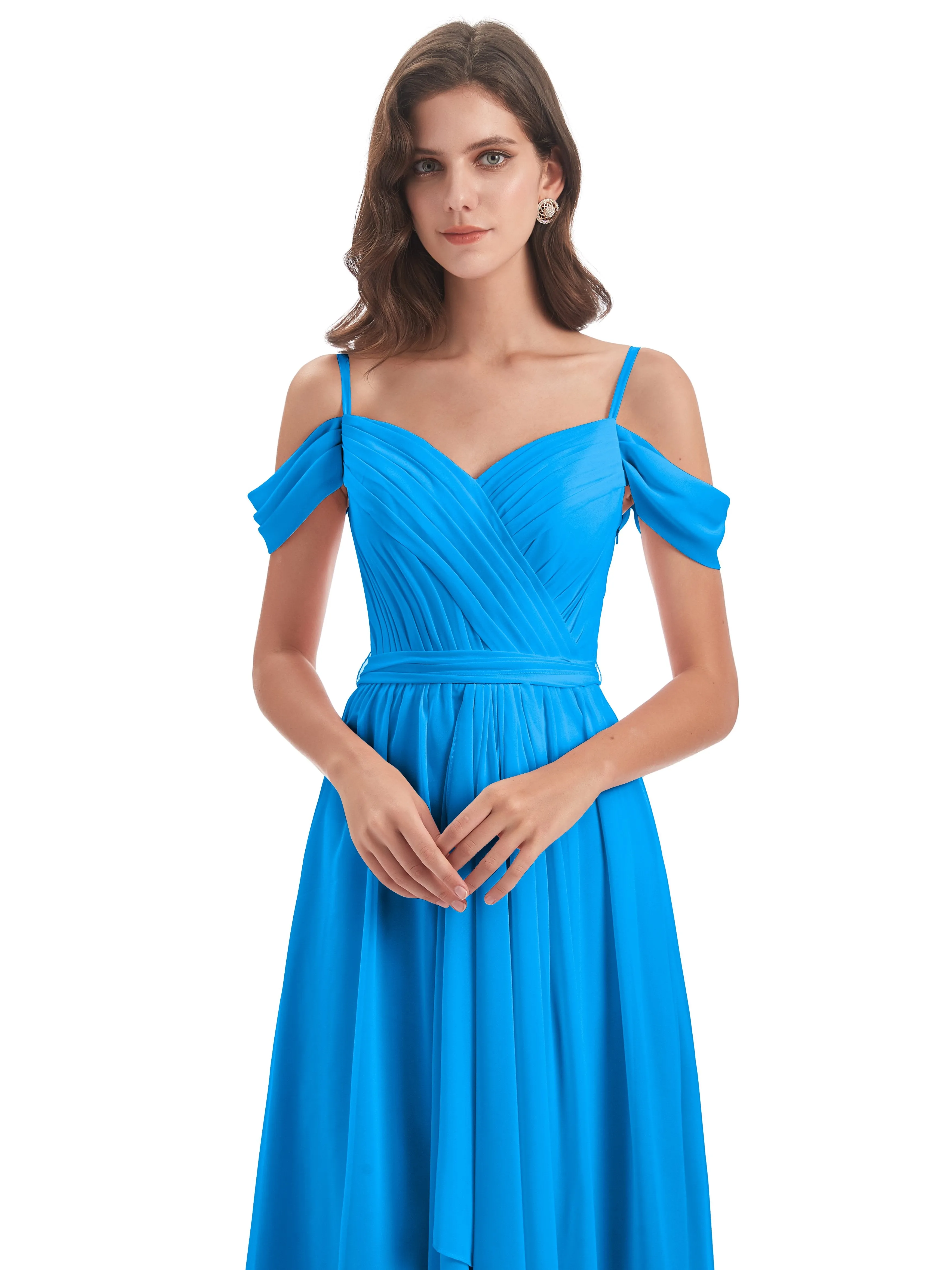 Rosie Affordable A-line Split Long Chiffon Bridesmaid Dresses