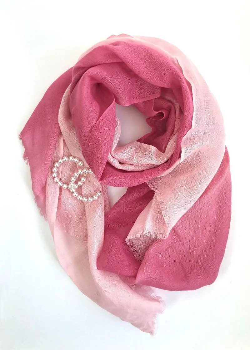 Scarf Gift Pack - Pink Linen Scarf   Pearl Hoops