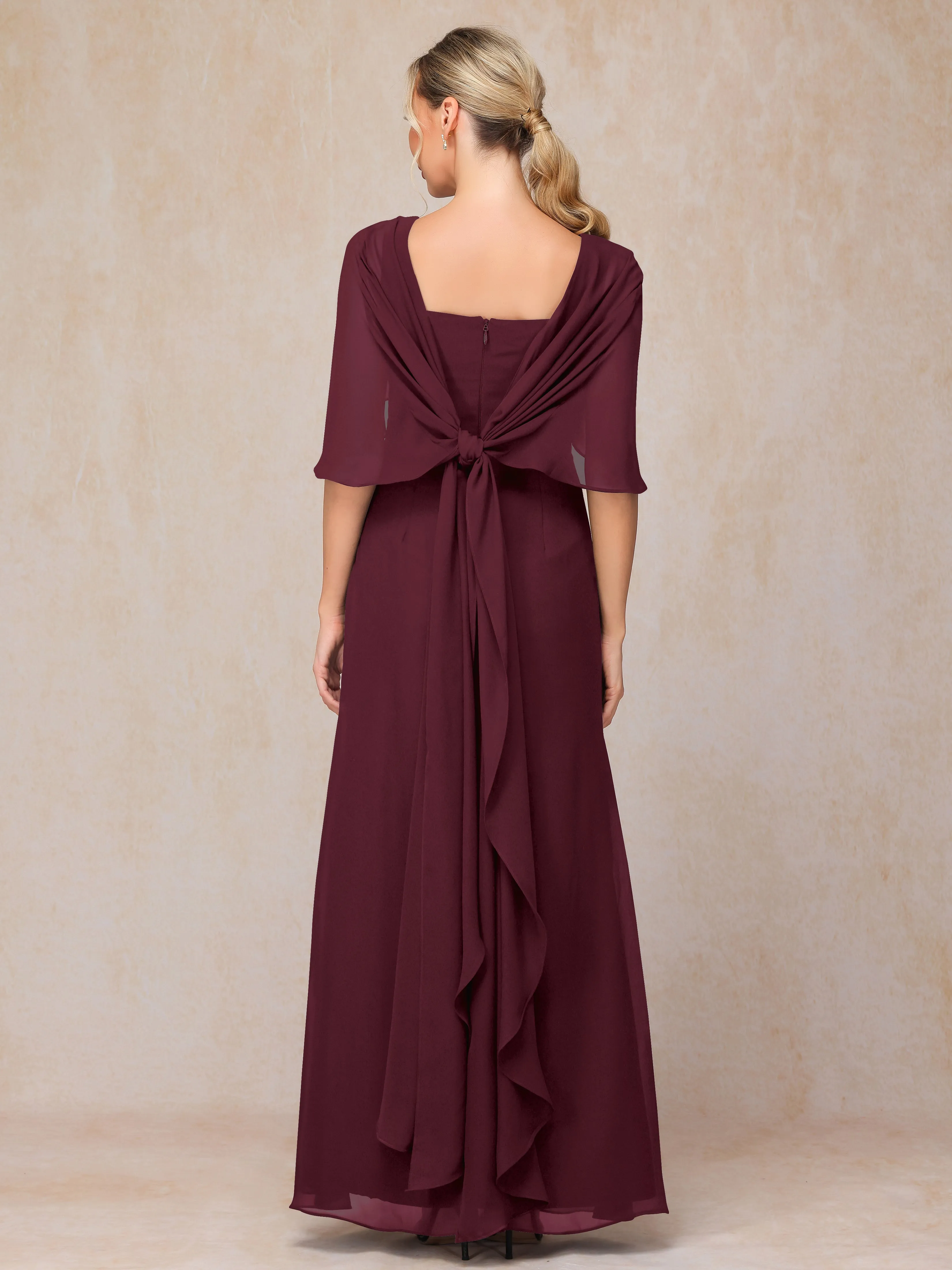 Scoop Floor Length Chiffon Mother of the Bride Dress