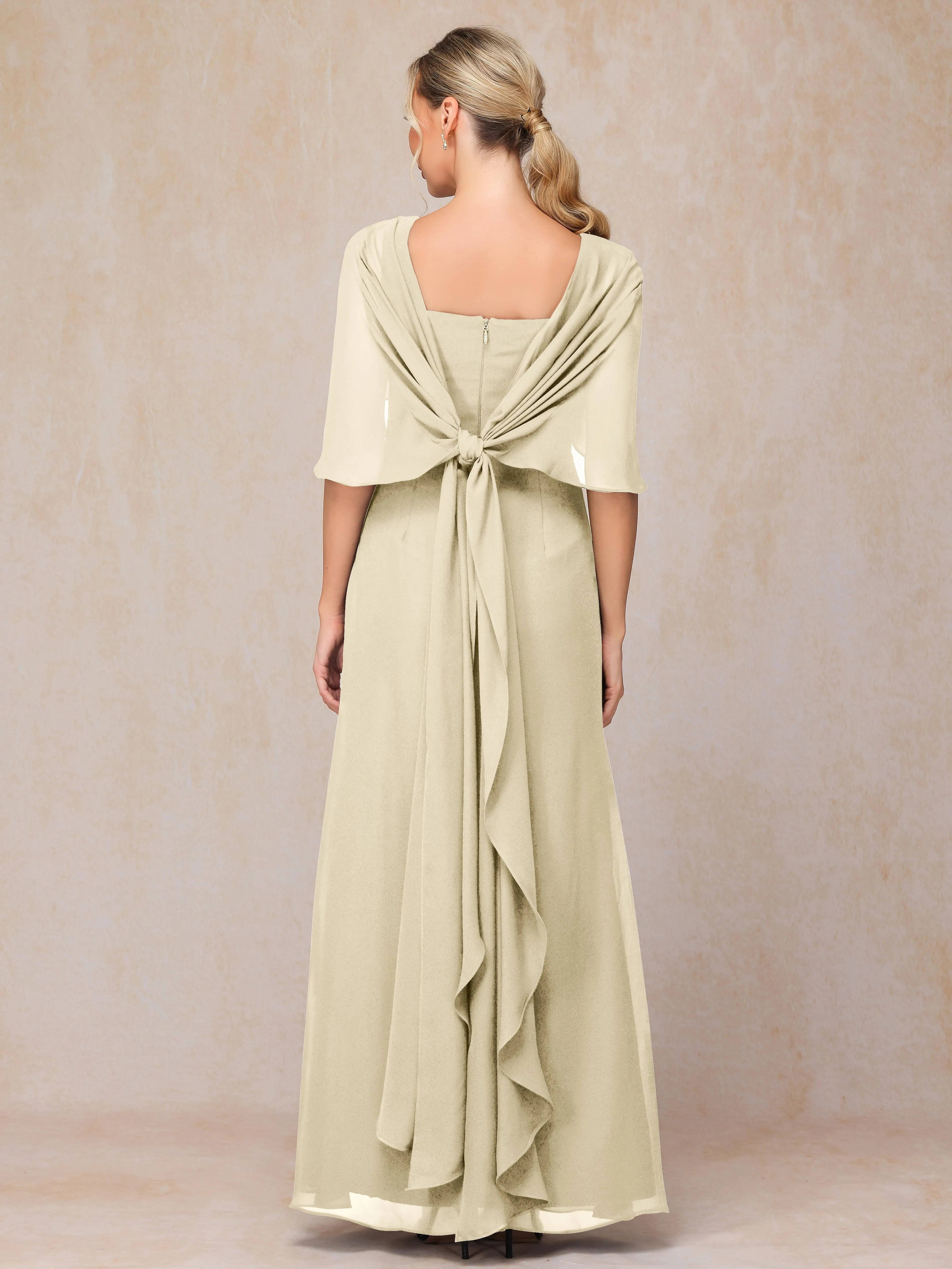 Scoop Floor Length Chiffon Mother of the Bride Dress